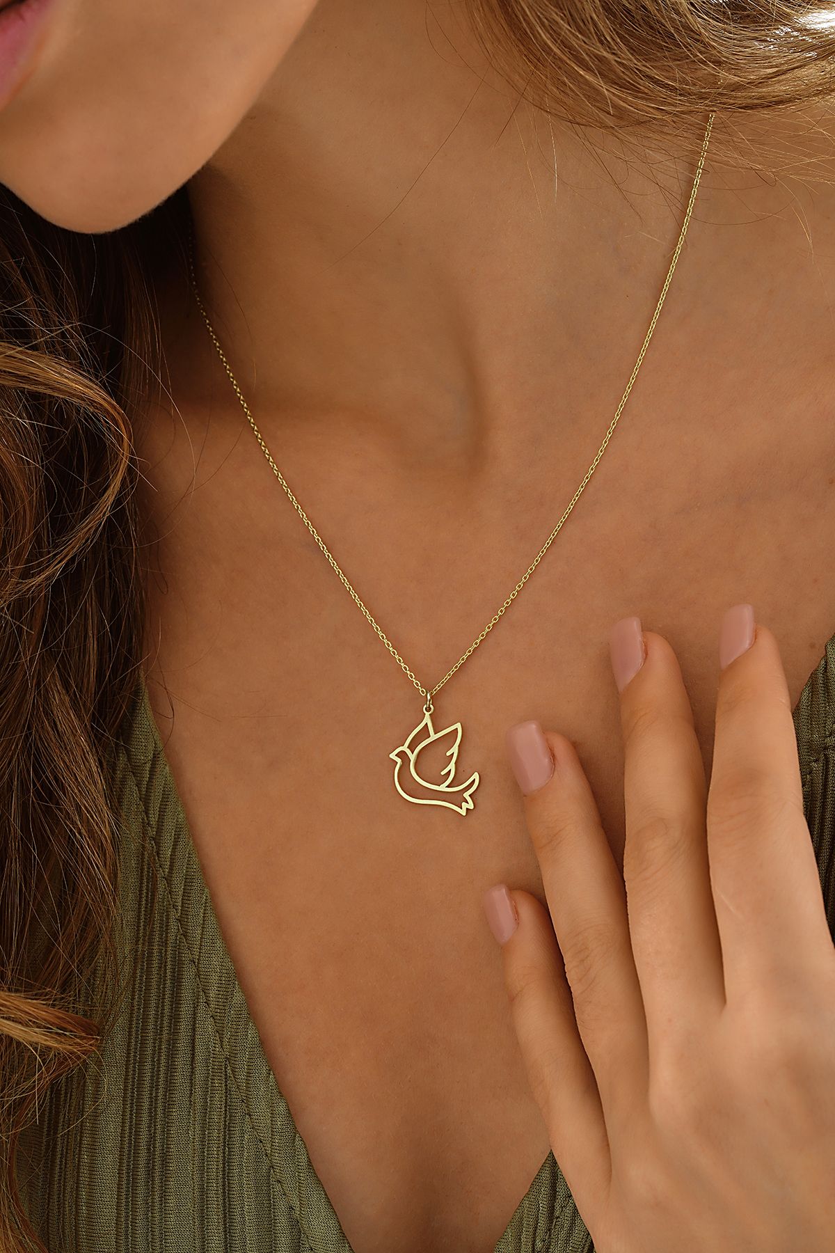 Klart Jewellery Güvercin figürlü Gümüş Kolye 925 ayar kuş Gümüş Kolye