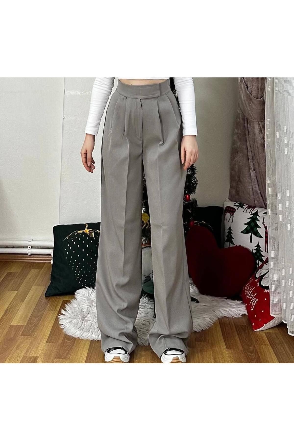 ALREMİYA Kadın Cırtlı Model Pallazzo Pantalon