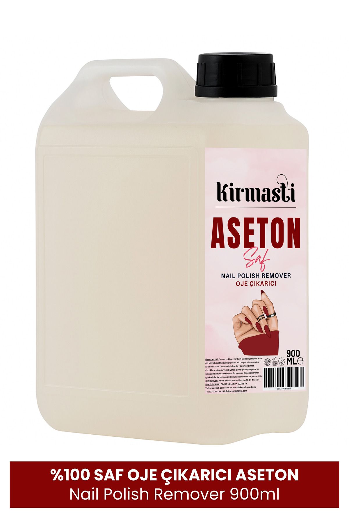 Kırmastı %99.9 Saf Aseton Oje Temizleyici Nail Polish Remover Oje Çıkarıcı 900ml