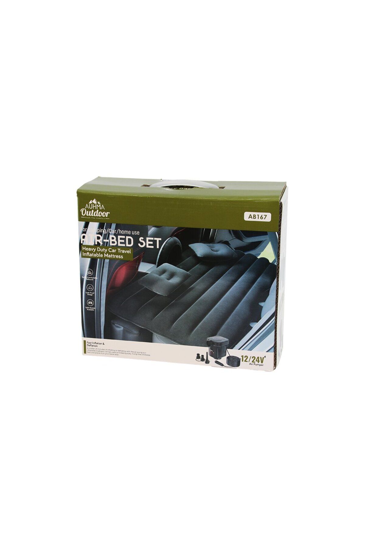Go İthalat ŞİŞME YATAK SETİ KAMP - ARAÇ - EV ÇİFT KİŞİLİK 30X85X9CM HAVA POMPASI 12/24V= OTO ÇAKMAKLIK GİRİŞLİ