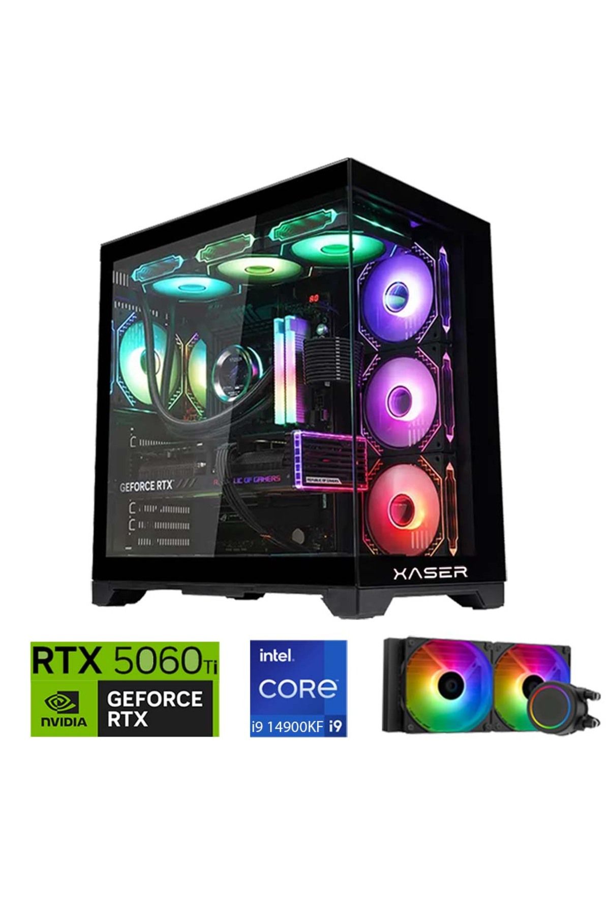 XASER Lexus x410 i9 14900KF 32GB DDR5 Ram 2TB M.2 NVMe SSD 8GB RTX5060 Ti Sıvı Soğutmalı Oyuncu Bilg