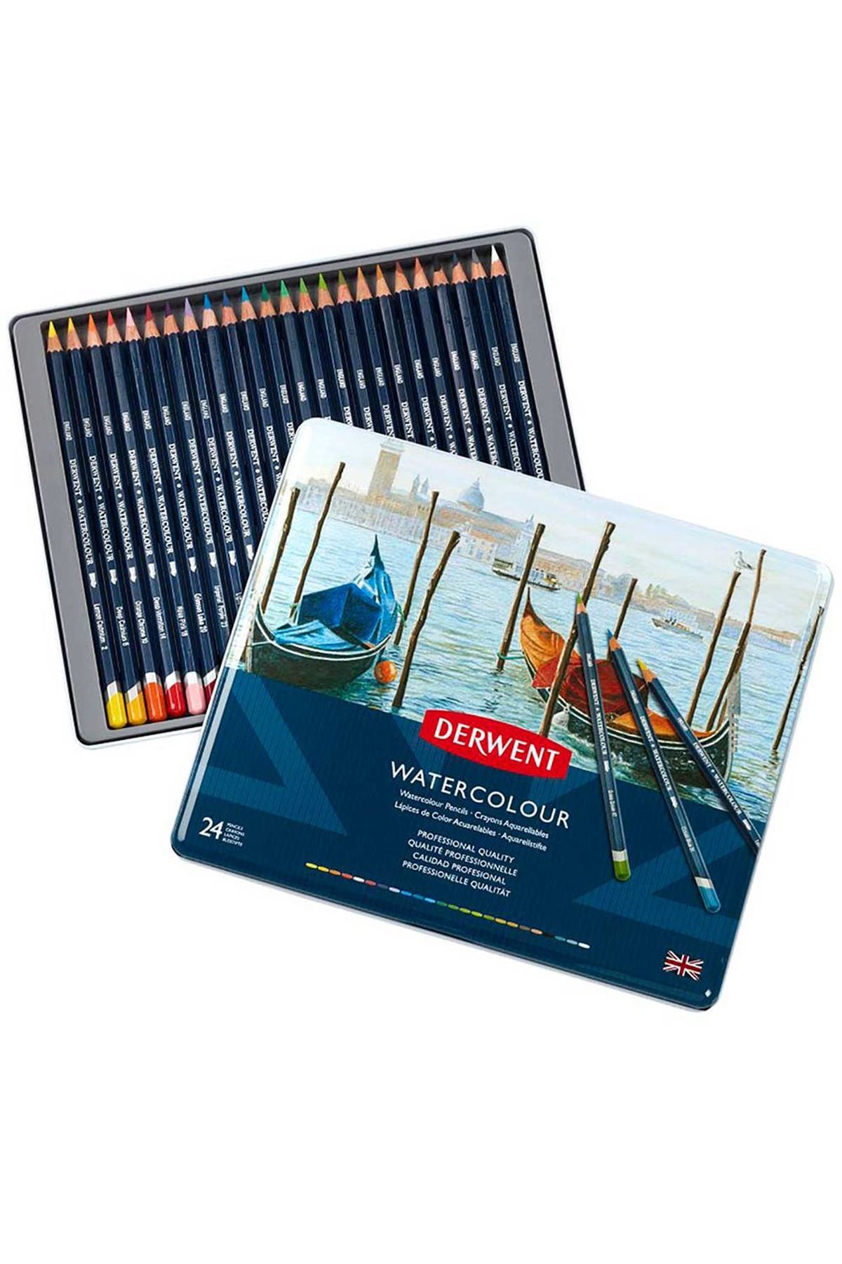 Derwent WATERCOLOUR SULUBOYA KALEMİ 24 RENK METAL KUTU SET