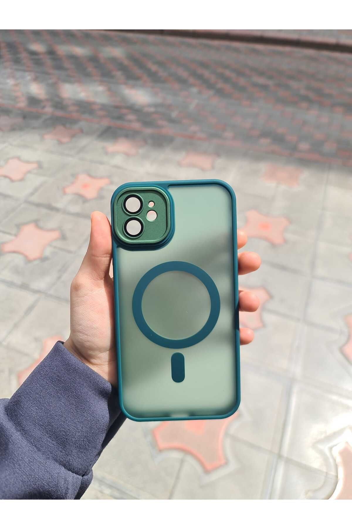CEP-HANE Apple iPhone 11 Kılıf Kamera Çıkıntılı Magsafe Şarj Destekli Mat Yüzey Renkli Kenarlı Kapak