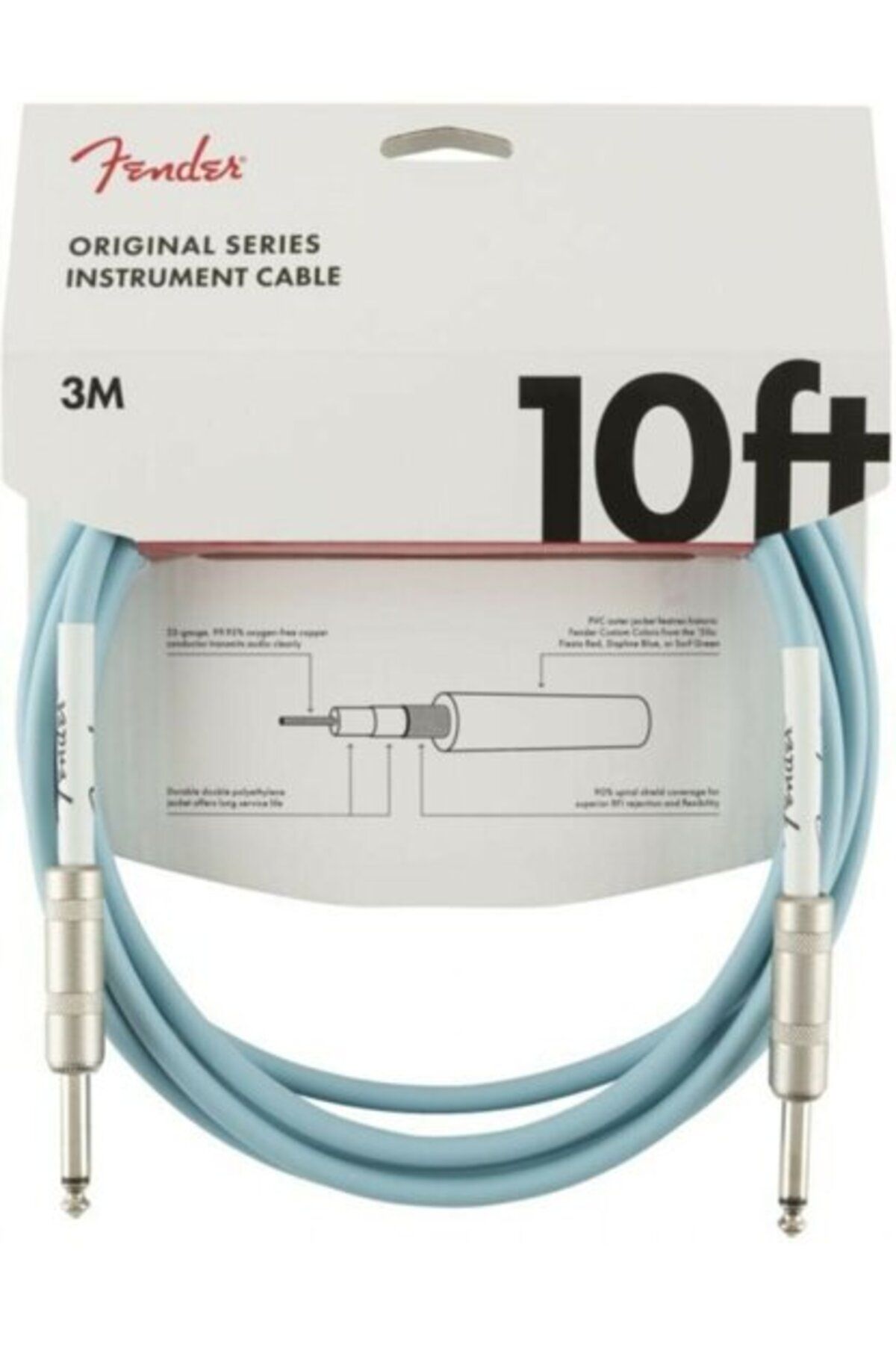 FENDER Original Enstruman Kablosu 10 Daphne Blue Kablo 3 metre 0990510003