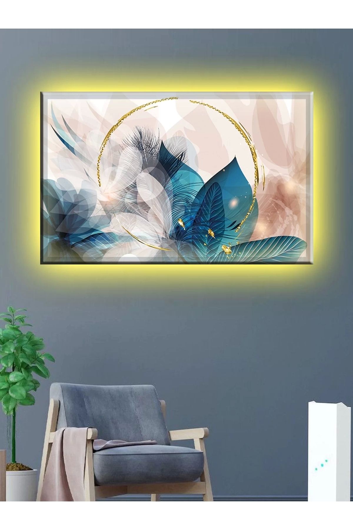 feifei Led Işıklı Soyut Tablo
