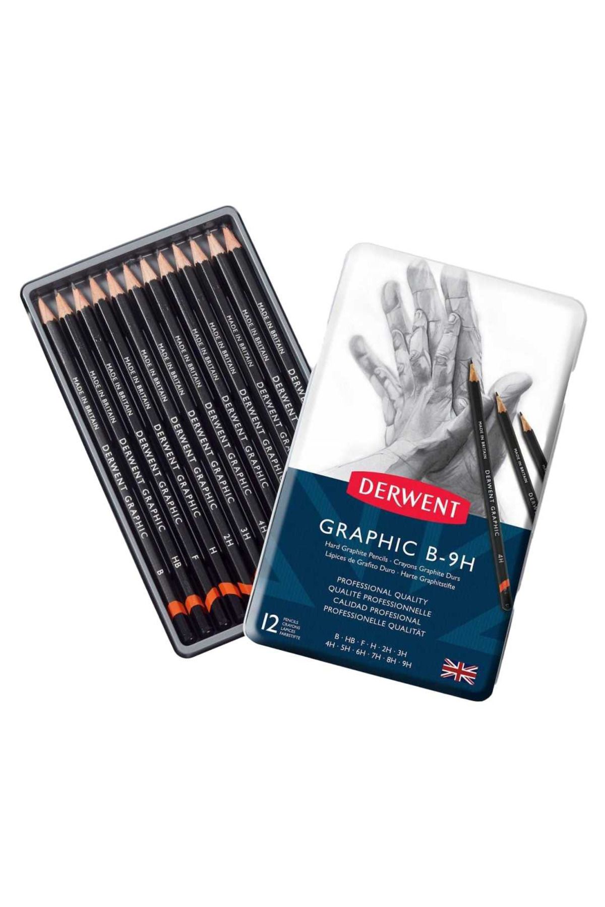 Derwent DERECELİ KALEM SETİ B-9H METAL KUTU 12 Lİ SET