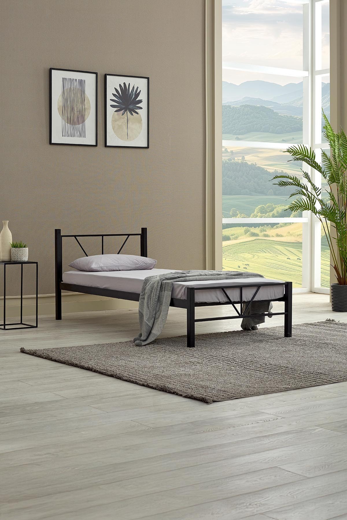 Unimet Alchera Tek Kişilik Metal Karyola Siyah