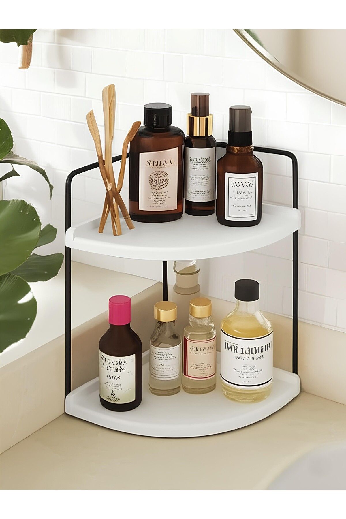 Okay Dekoratif Ahşap Organizer | Paslanmaz Çelik Organizer – Mutfak, Banyo, Salon, Çalışma Masası