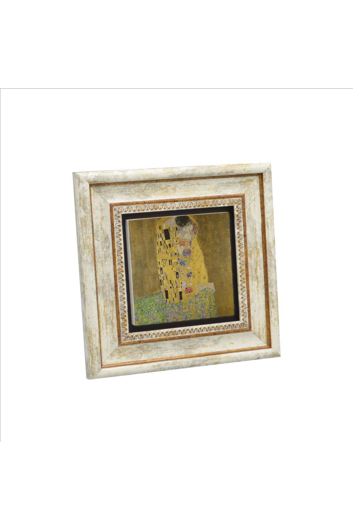 Sadrazam Öpücük (Gustav Klimt, 1907) Baskılı Doğaltaş Tablo (20 X 20 KRG-169)