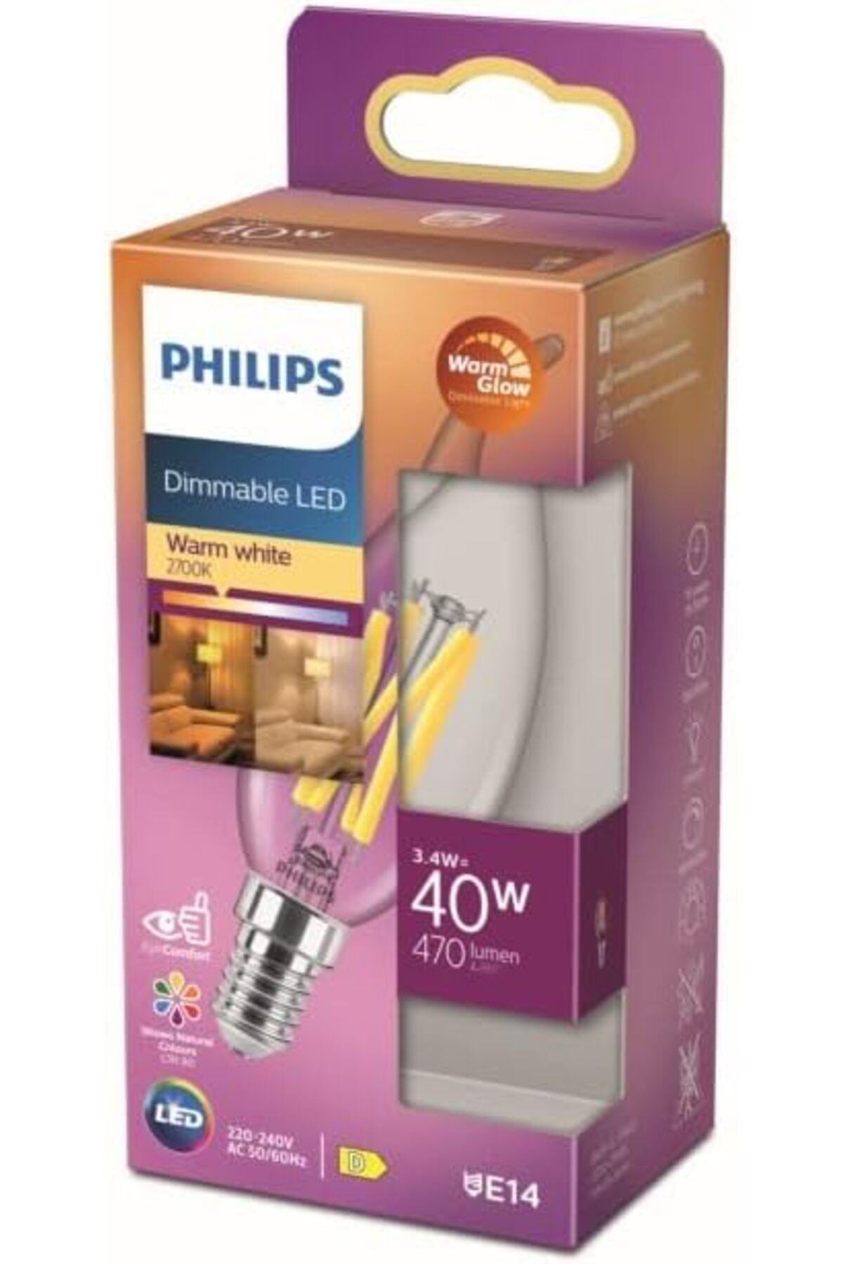 ÇAĞUR Dark Lighting 871951432437400 LED EEK D (A - G) E14 mum şeklinde 3.4W = 40W sıcak beyaz (Ø x U) 3