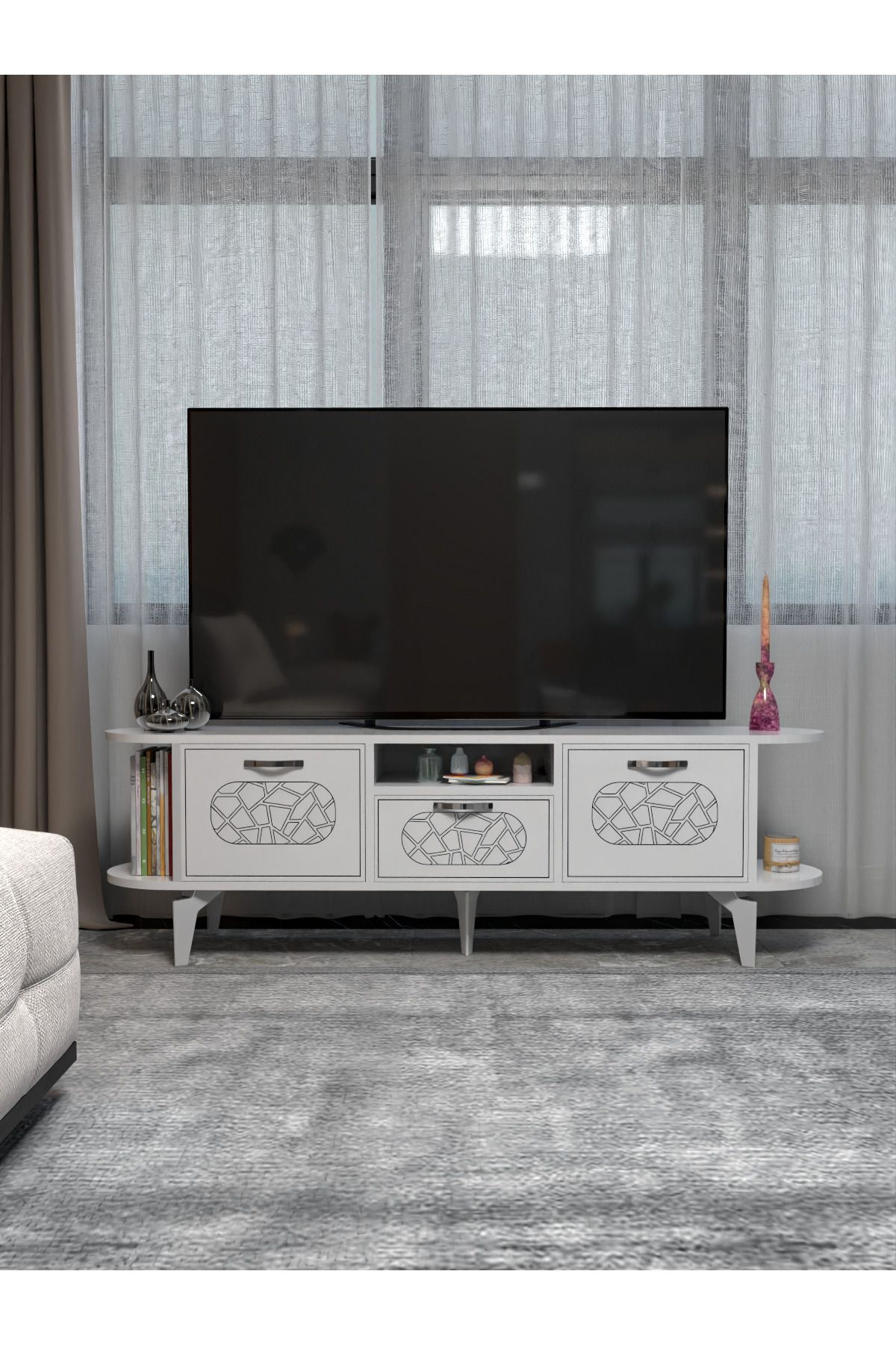 GOLDFALEZ TV SEHPASI MİRA GÜMÜŞ BEYAZ 5033