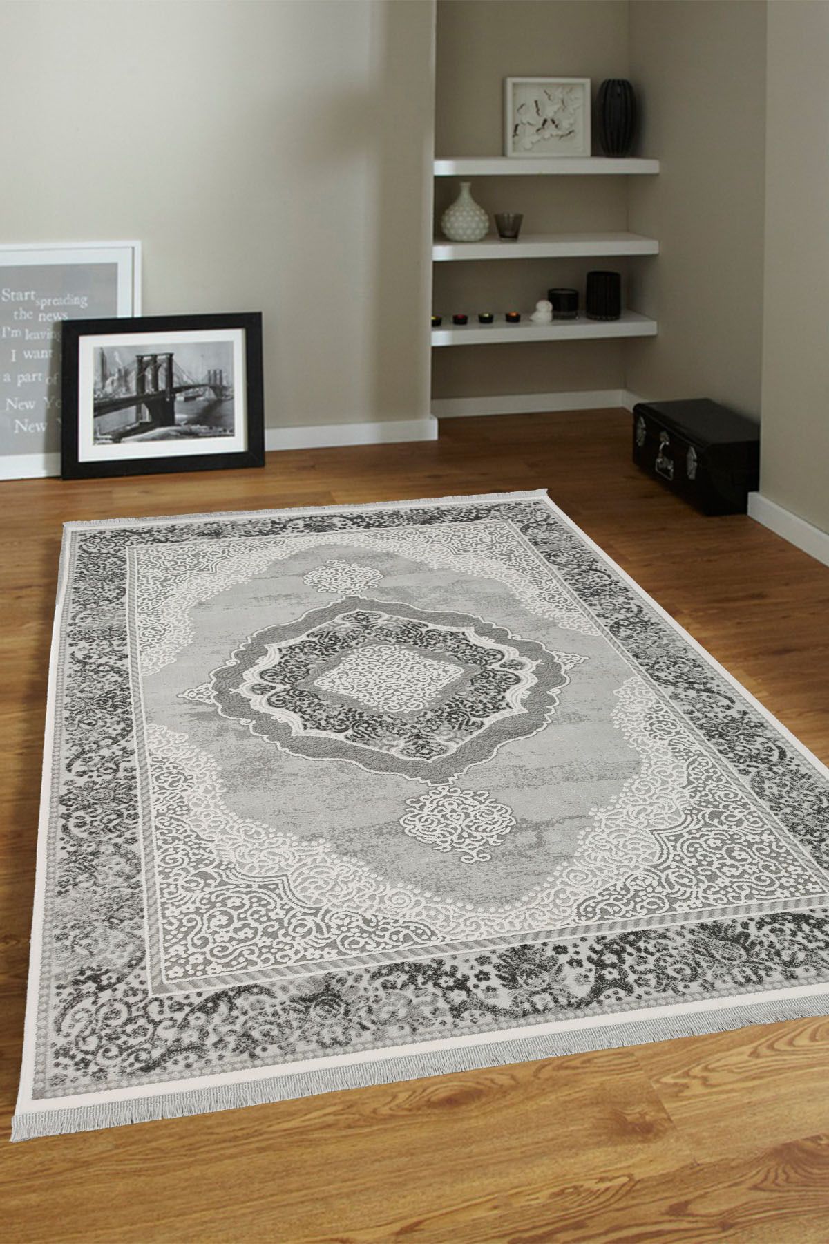 ünalcarpet 4 Metrekare - 6 Metrekare %100 Akrilik (Yün) Salon Oturma Odası Mutfak Halısı Yumuşak Doku Bej Krem