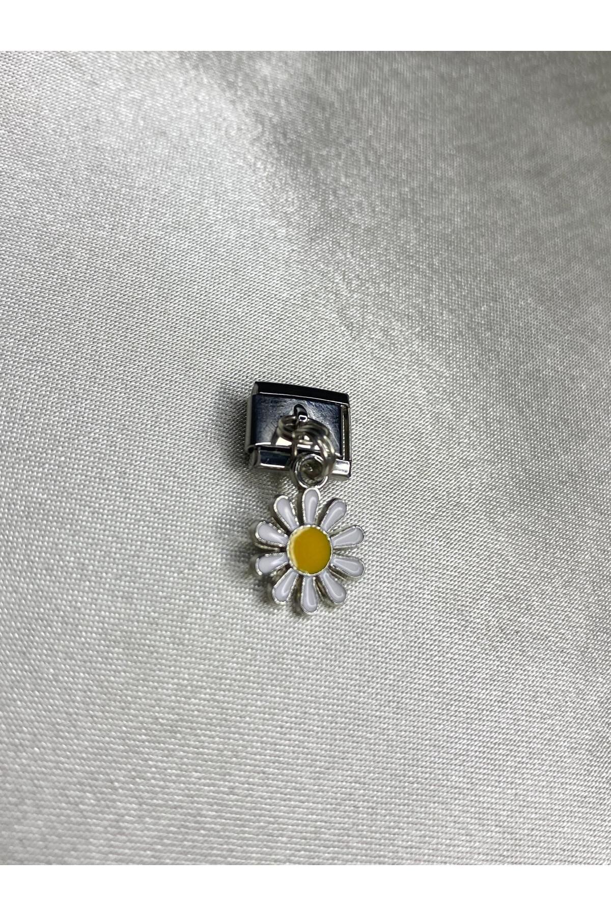 Çelik İtalyan Bileklik Charm Papatya