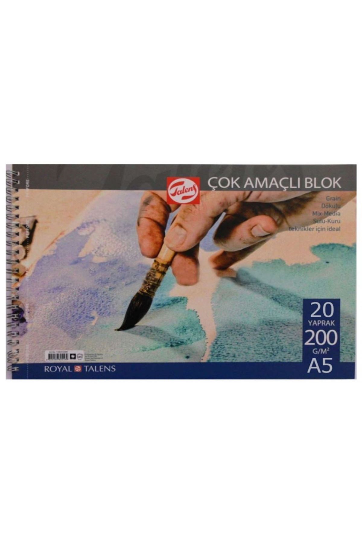 Talens RESİM DEFTERİ KARTON KAPAK SPİRALLİ A5 200 GR 20 YP