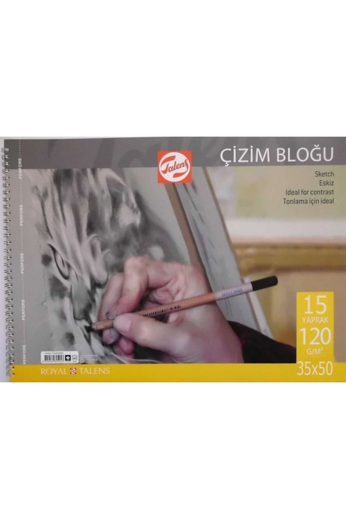 Talens RESİM DEFTERİ KARTON KAPAK SPİRALLİ 35x50 120 GR 15 YP