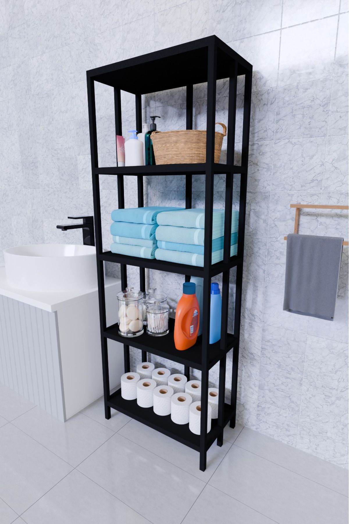 Morpanya Polos Plastik Banyo Rafı Banyo Düzenleyici Banyo Organizer Banyo Dolabı