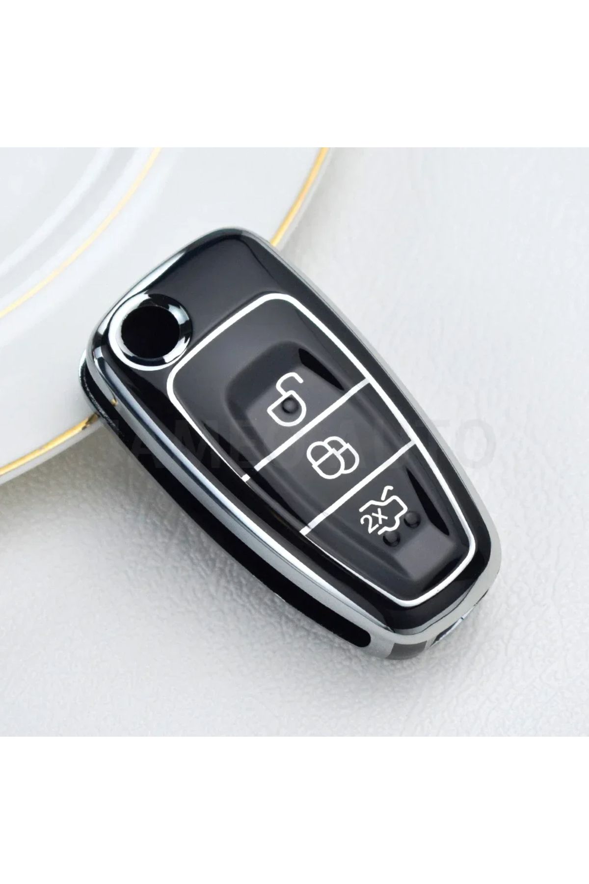 bigkey Ford UYUMLU Focus 3 - 3,5 Mondeo Kumanda Kılıfı SİYAH GÜMÜŞ