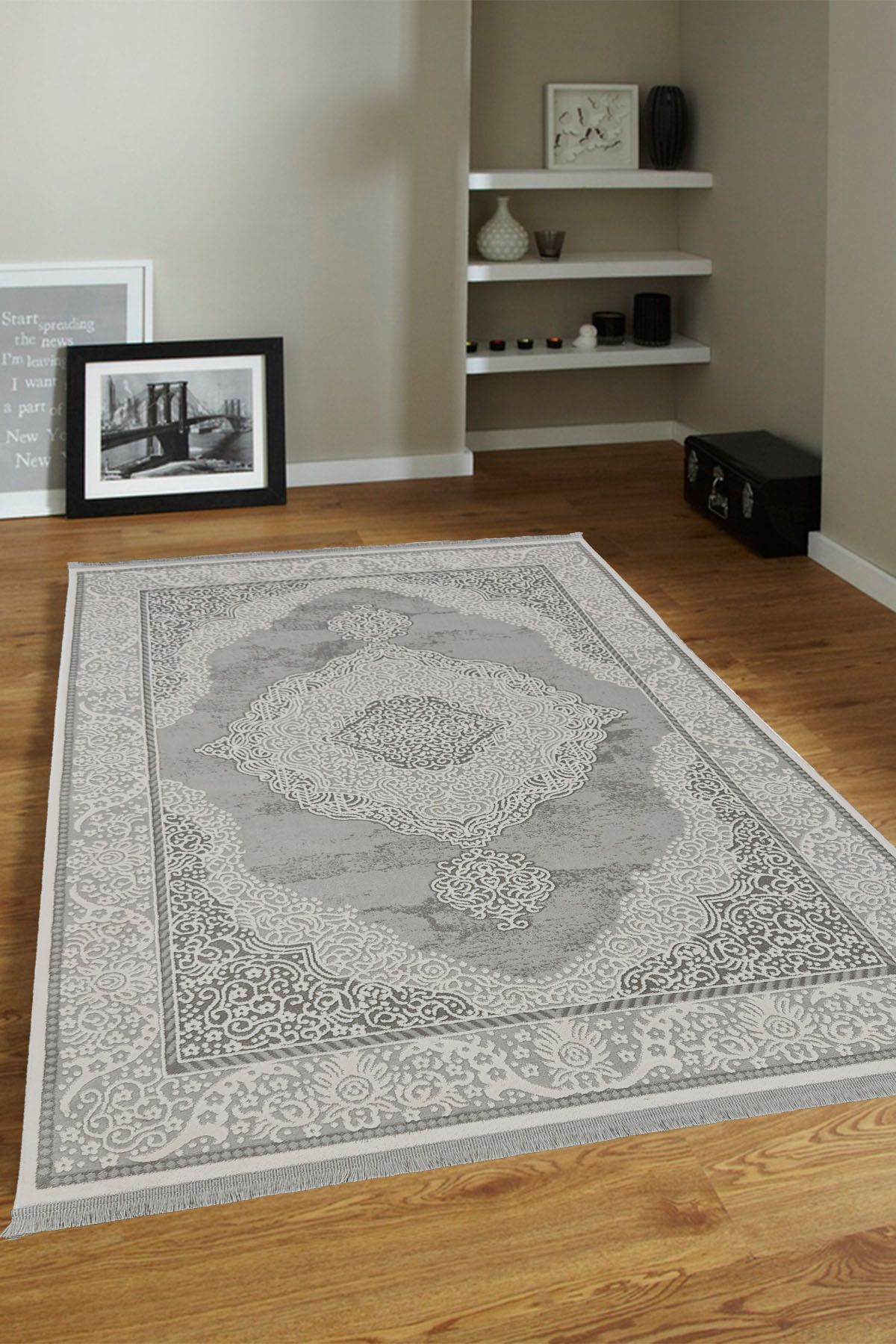 ünalcarpet 4 Metrekare - 6 Metrekare %100 Akrilik (Yün) Salon Oturma Odası Mutfak Halısı Yumuşak Doku Bej Krem