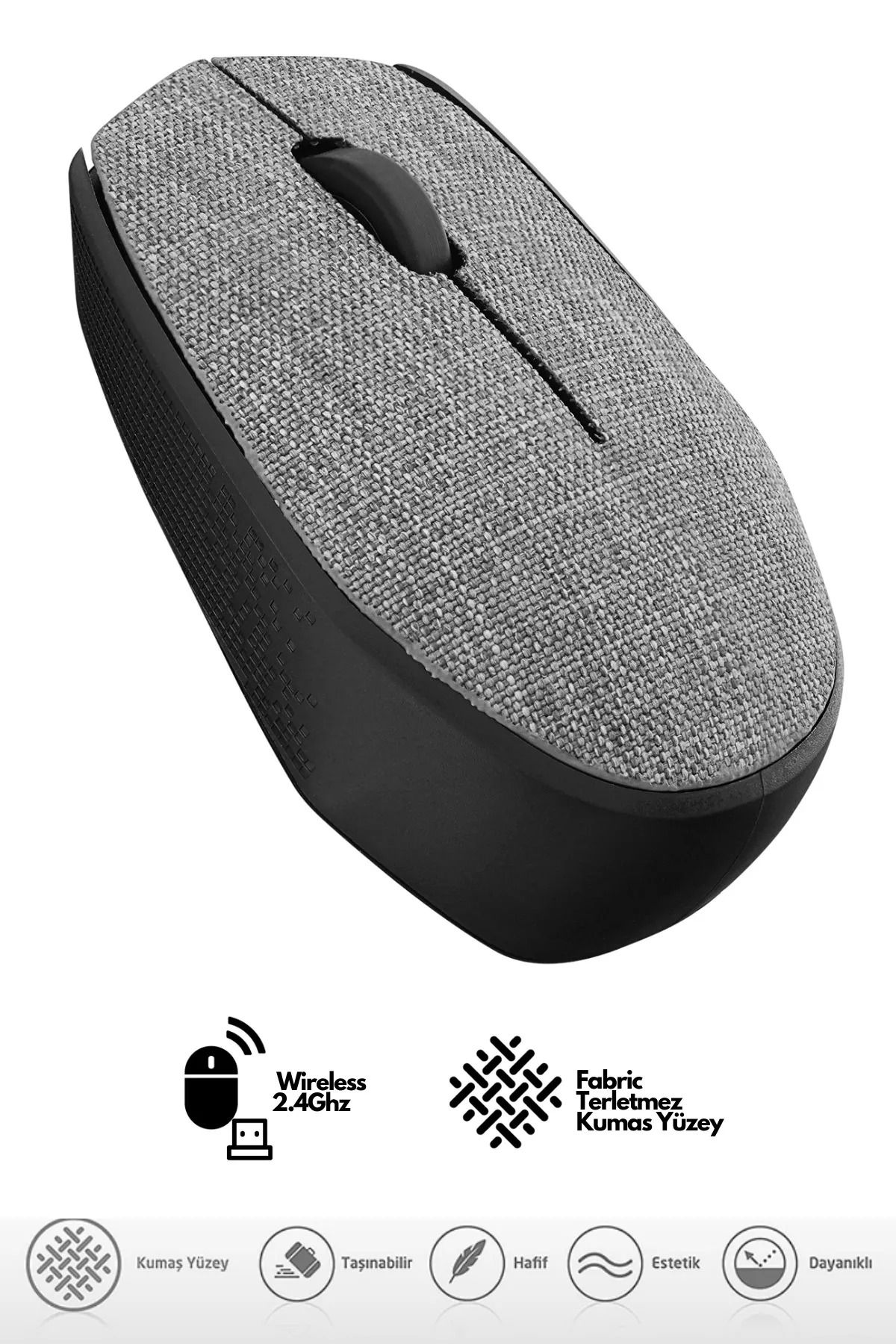 DarkRage Kablosuz USB 2.4Ghz Terletmez Kumaş Fabric Yüzey 1.200Dpi Hafif Kablosuz Mouse