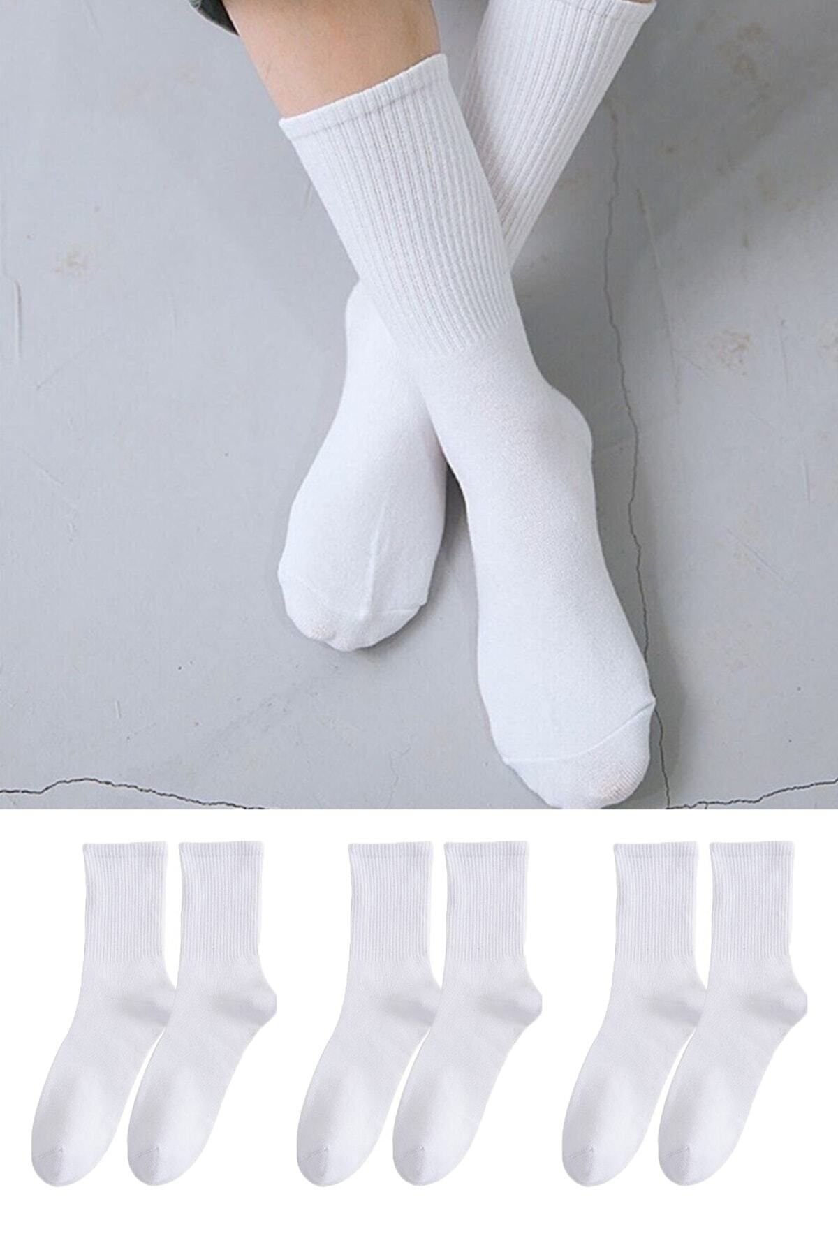 peru moda Unisex 3'lı Düz Tenis Model Çorap