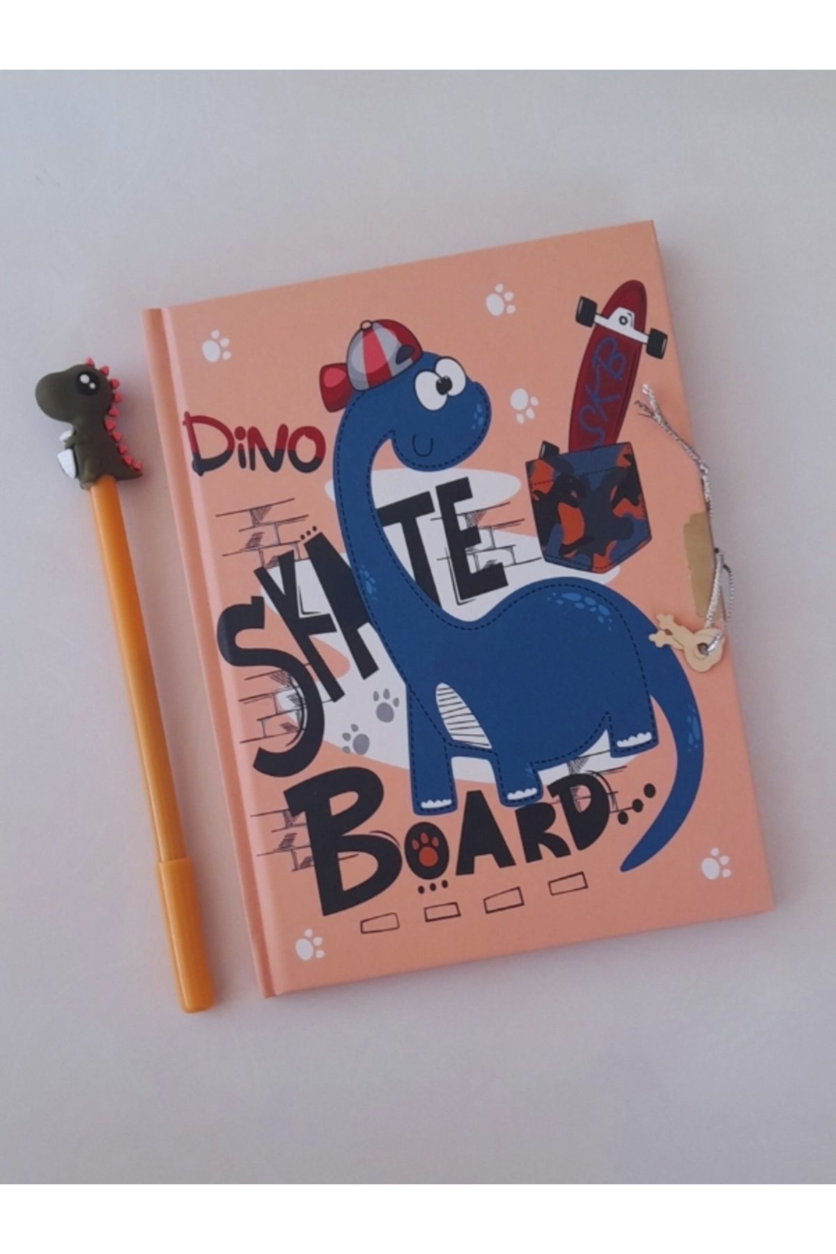 Taros Dino Serisi Kilitli Hatıra Defteri (Günlük) ve Jel Kalem