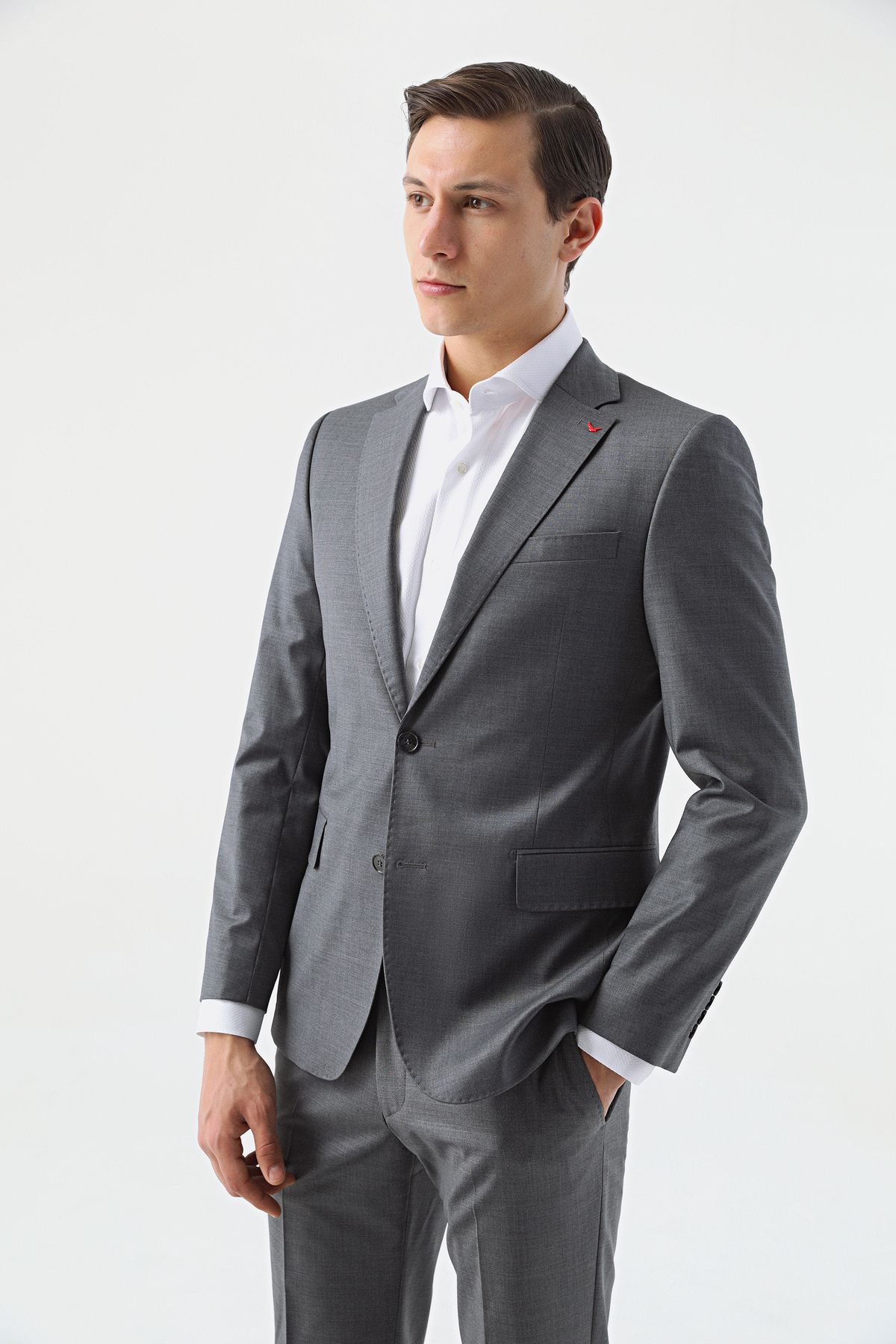 D'S Damat Ds Damat Slim Fit Gri Düz Takim Elbise