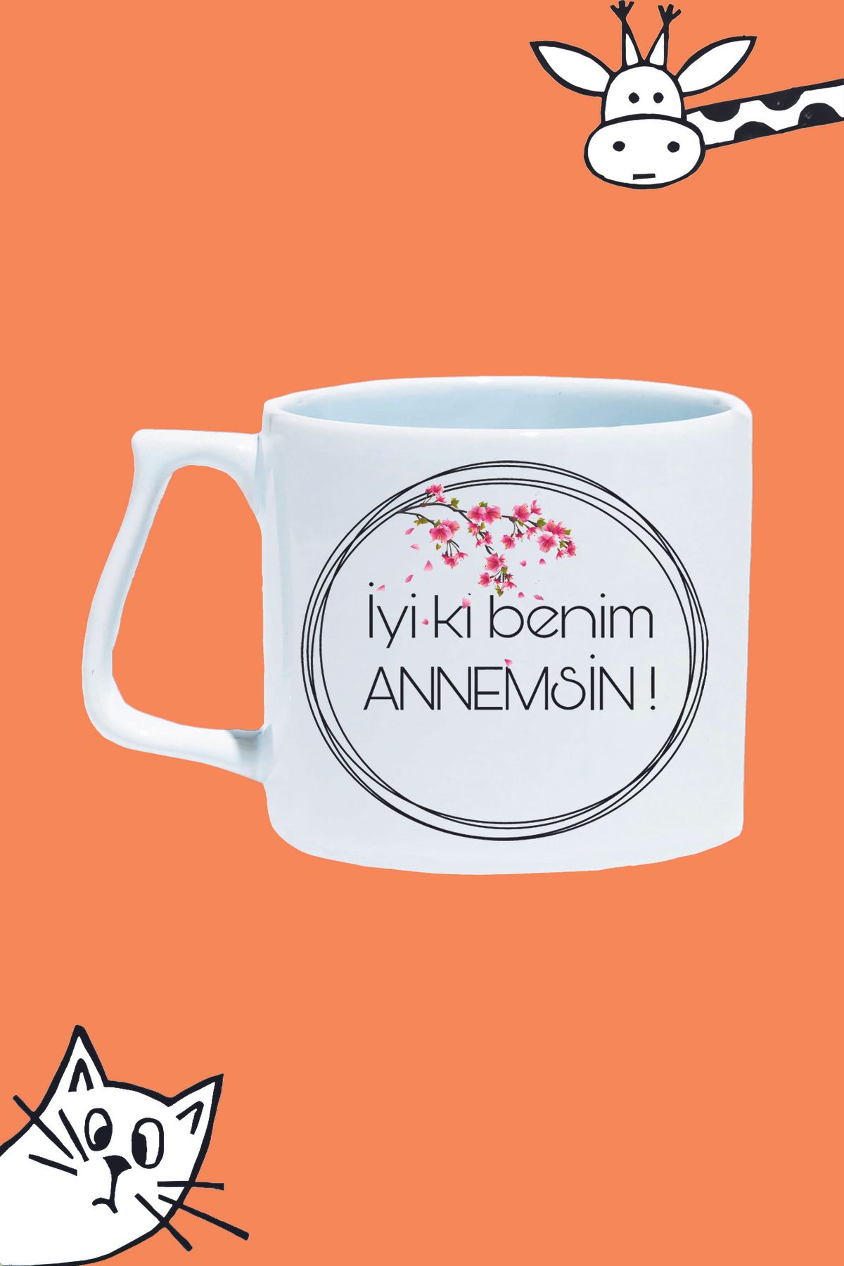 Olympus plus İYİ Kİ BENİM ANNESİN ANNELER GÜNÜ TASARIM BASKILI BEYAZ LÜKS KUPA BARDAK