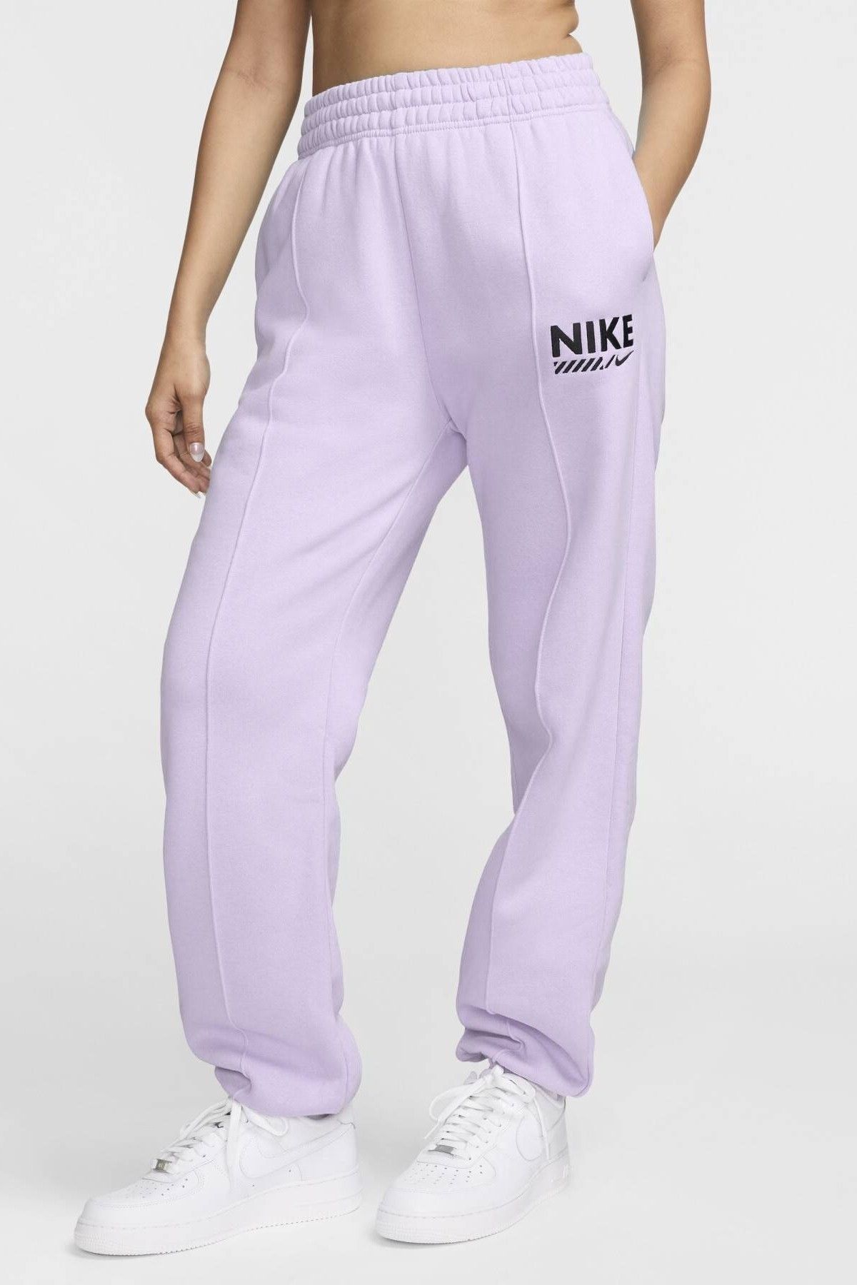 Nike Sportswear Fleece Mid Rise Loose Fit Şardonlu Büyük Beden Kadın Eşofman Altı Mor