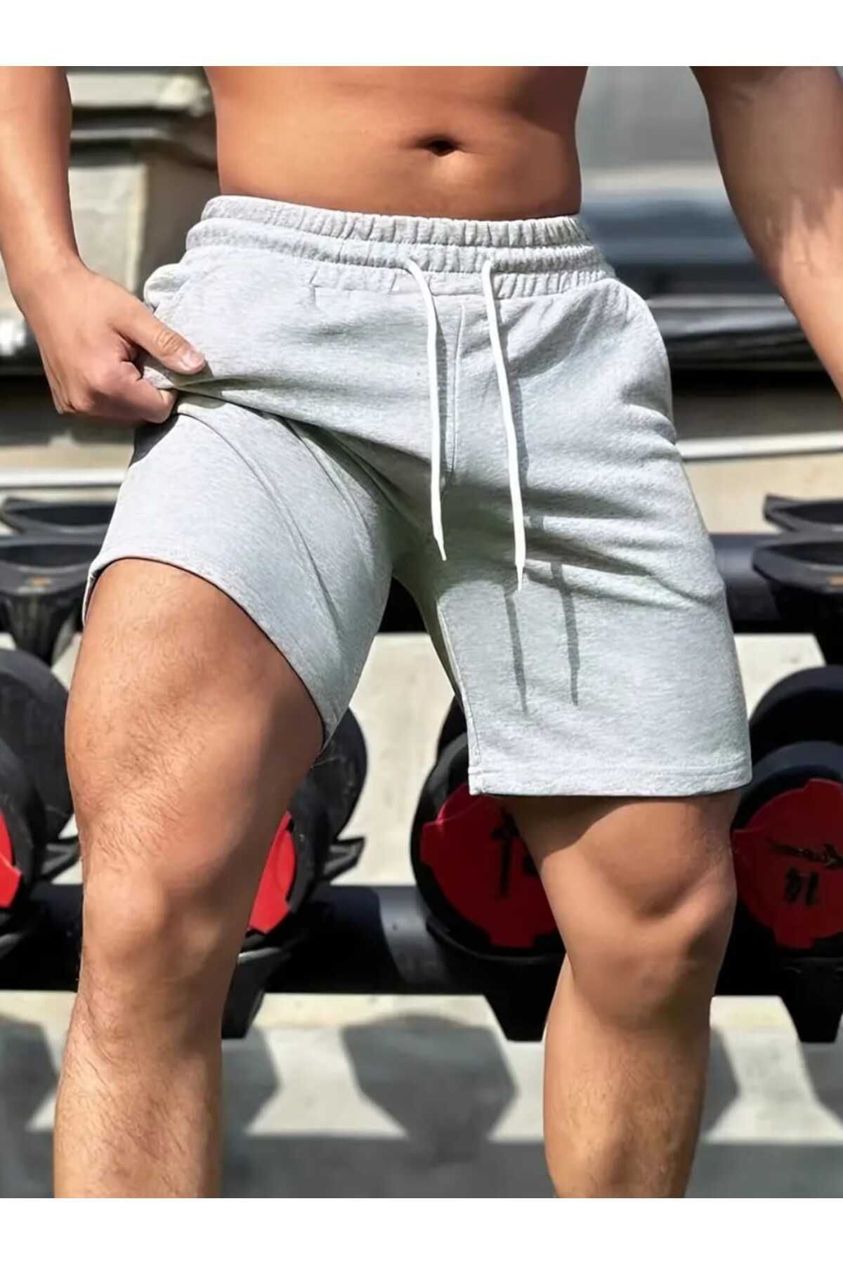 FUNSTYLE Erkek Rahat Kalıp 2 İplik Gri Şort