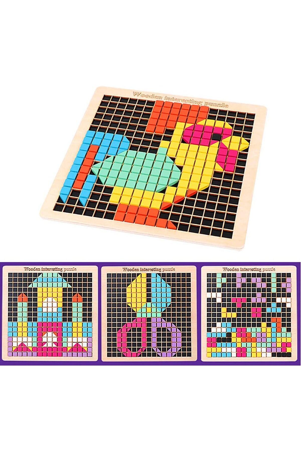 Other-Wooden Mosaic Puzzle – Pixel Board Early Learning Toy for Kids | Educational Wooden Floor Puzzle 1