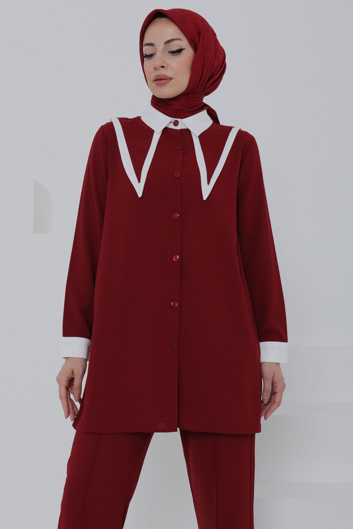 TOFİSA Çift Yakalı Linda Takım Bordo - 27020