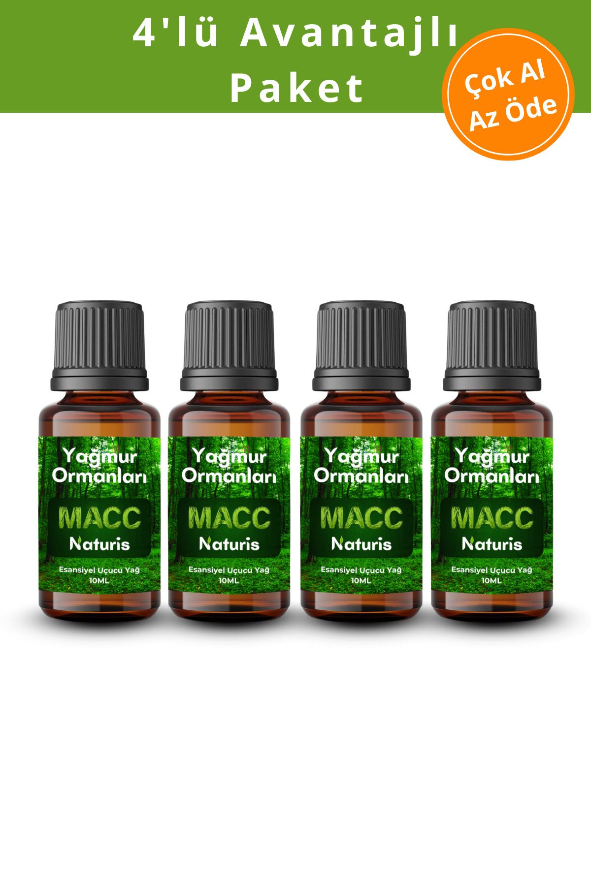MACC Naturis 4x Favori Set Esansiyel Uçucu Yağ, Buhurdanlık Yağı, Difüzör Esansı,Oda Kokusu,Çamaşır Yün Topu 10ml