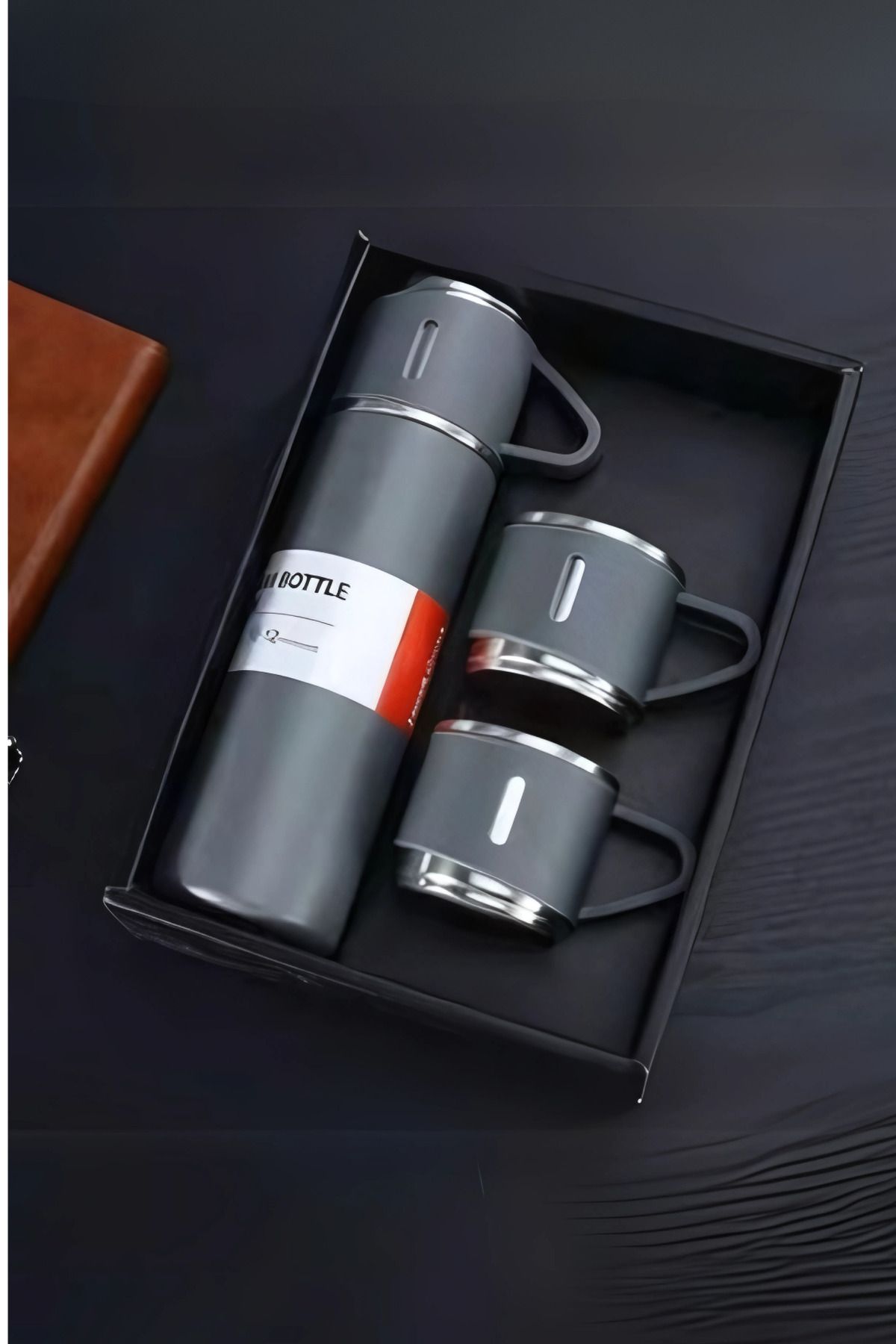 satior Paslanmaz Çelik Kamp Termosu Seti 500 ML - 3 Bardaklı Çift Katmanlı Yalıtımlı Termos