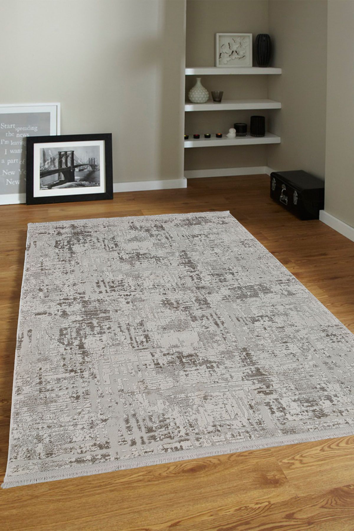 ünalcarpet 4 Metrekare - 6 Metrekare %100 Akrilik (Yün) Salon Oturma Odası Mutfak Halısı Yumuşak Doku Bej Krem