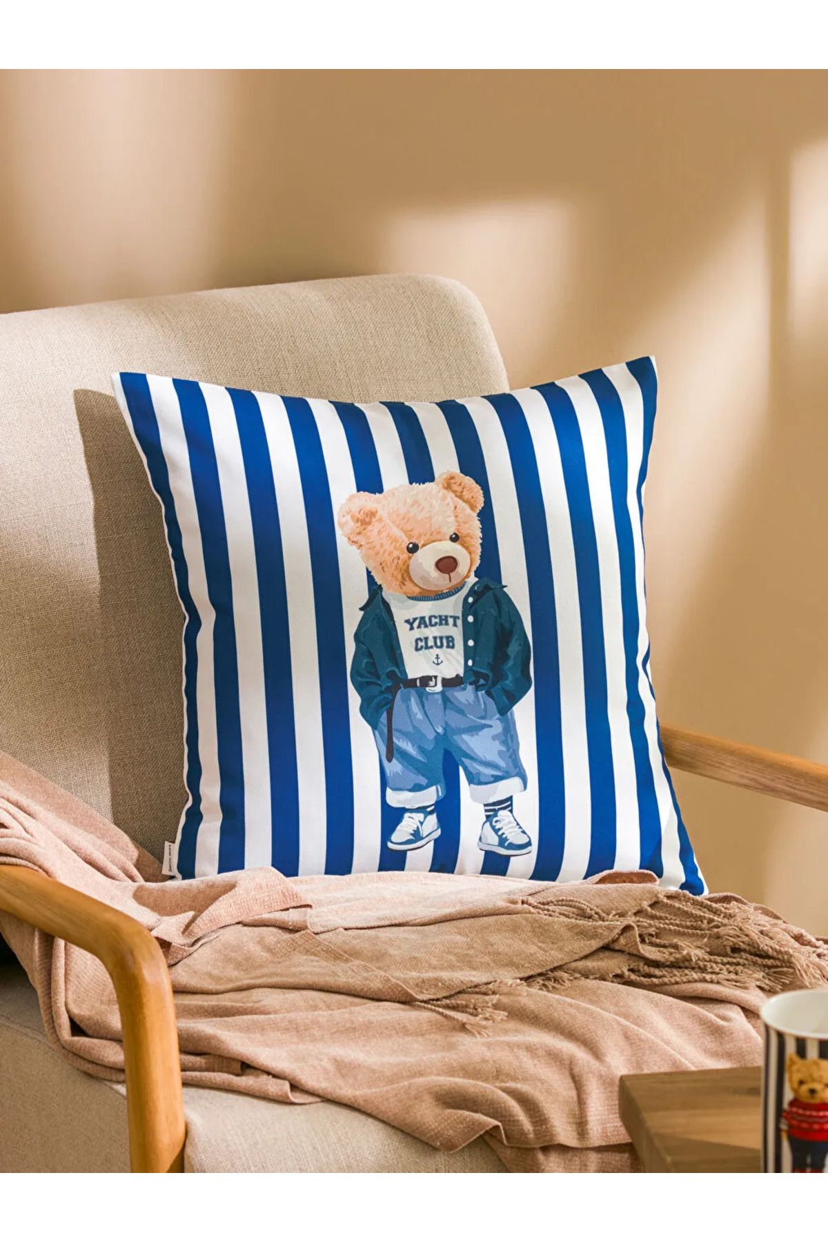 LC Waikiki LCW HOME Karişik Ayı Teddy Baskılı Kırlent Kılıfı 45x45 cm