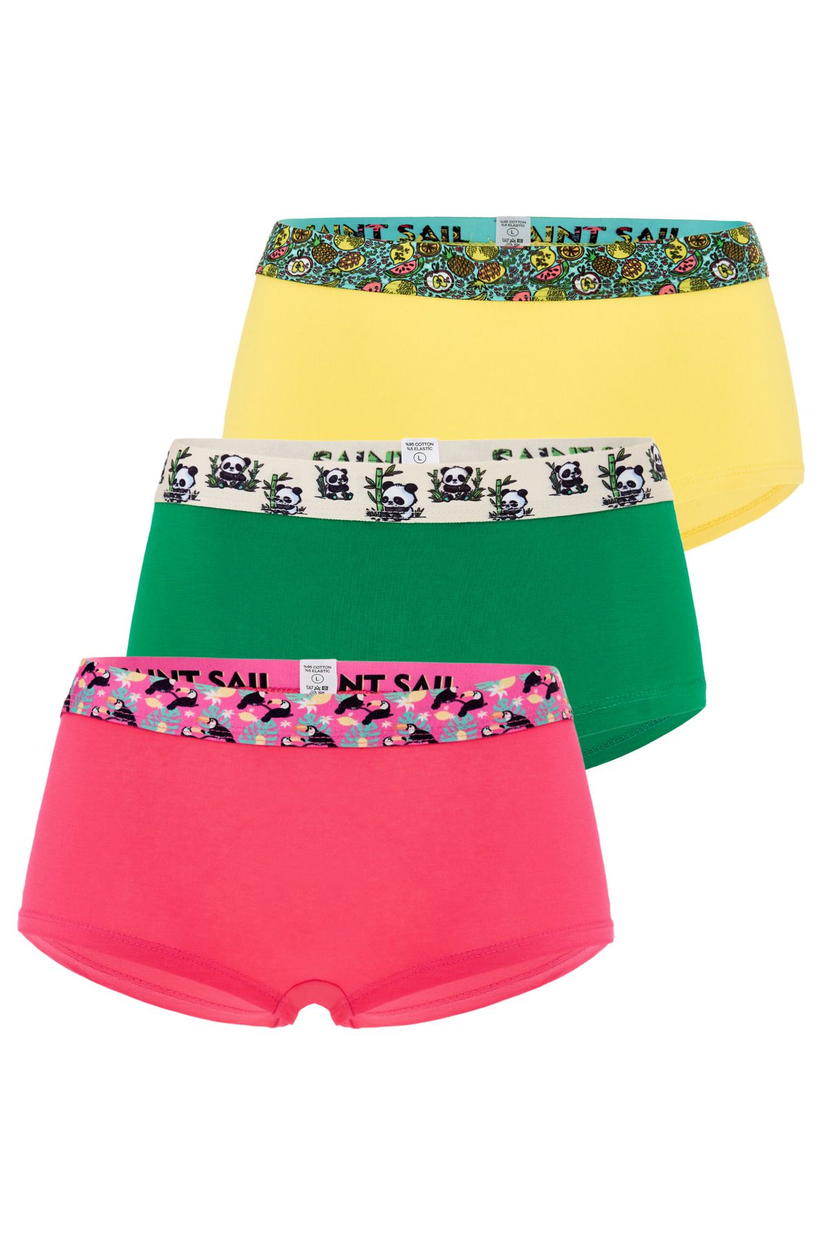 Saint Sail Pamuklu Likralı Esnek Kumaşlı Baskılı Couple Boyshort 3'lü Set Kadın Külot