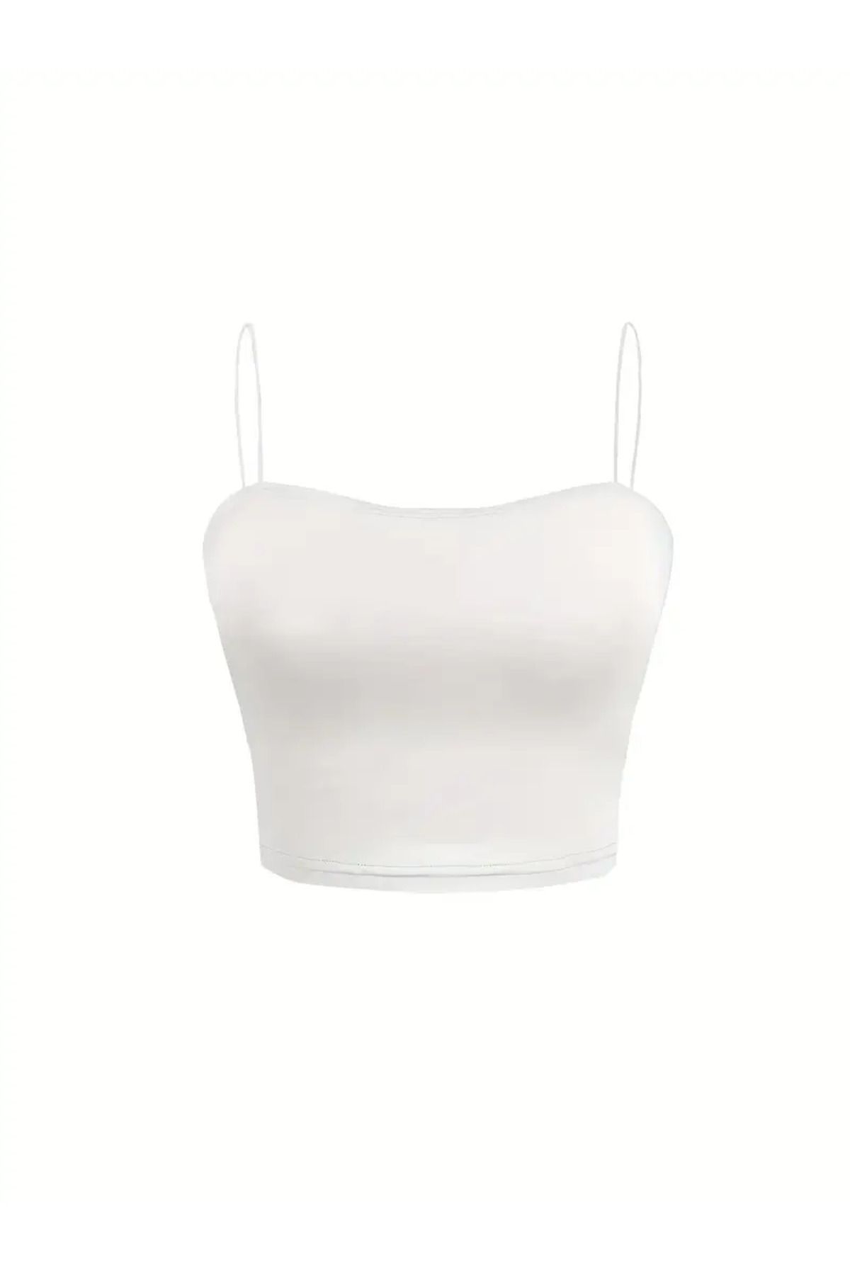 ELZE EL ZE MODA Kadın Askılı İç Astarlı Düz Renk Crop