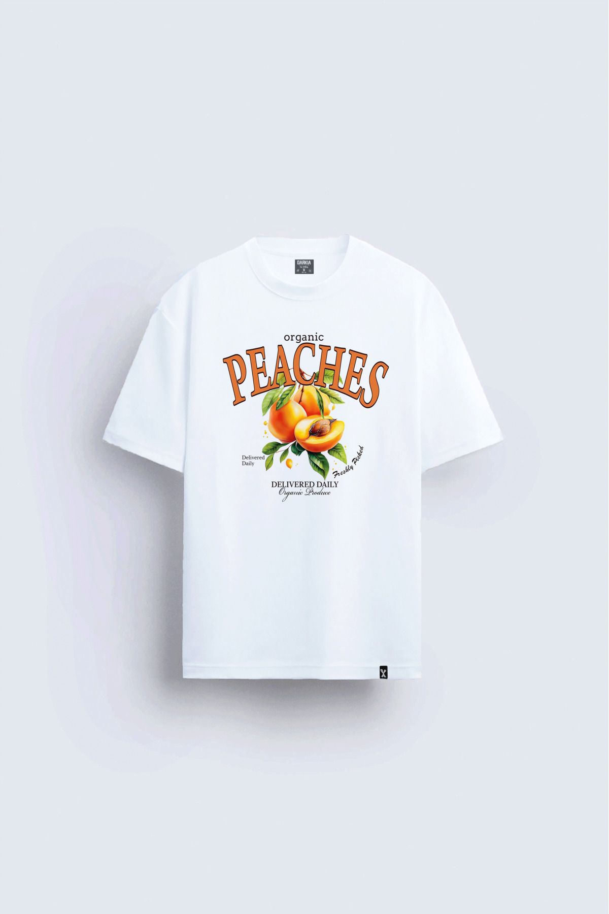 Darkia Kayısı Apricot Baskılı Bisiklet Yaka Unisex Beyaz Tişört T-shirt