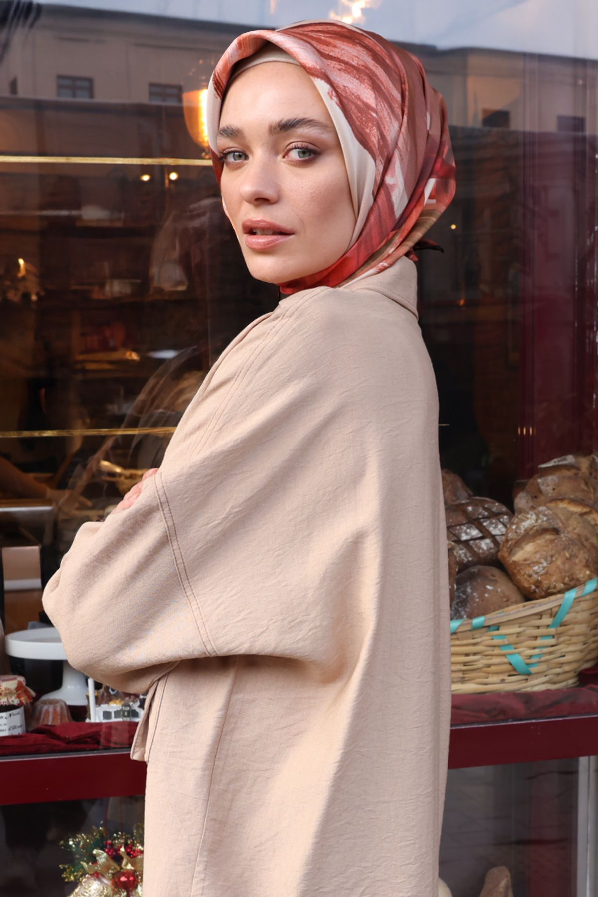 Setrms Soyut Desenli Twill İpek Eşarp