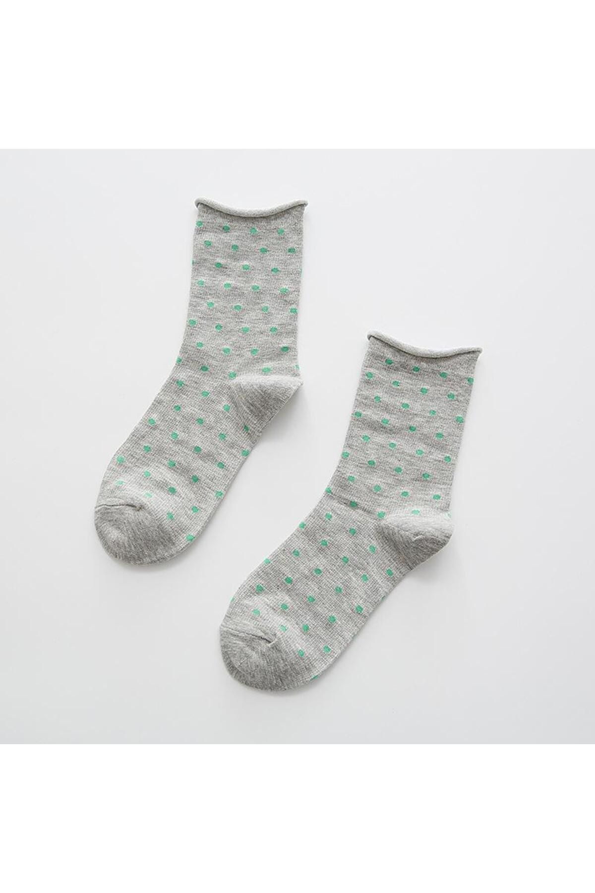 SOCKSHION-Women's Colorful Polka Dot Patterned Ultra Soft Elastic Diabetic Socks Set - 5 Pairs 2
