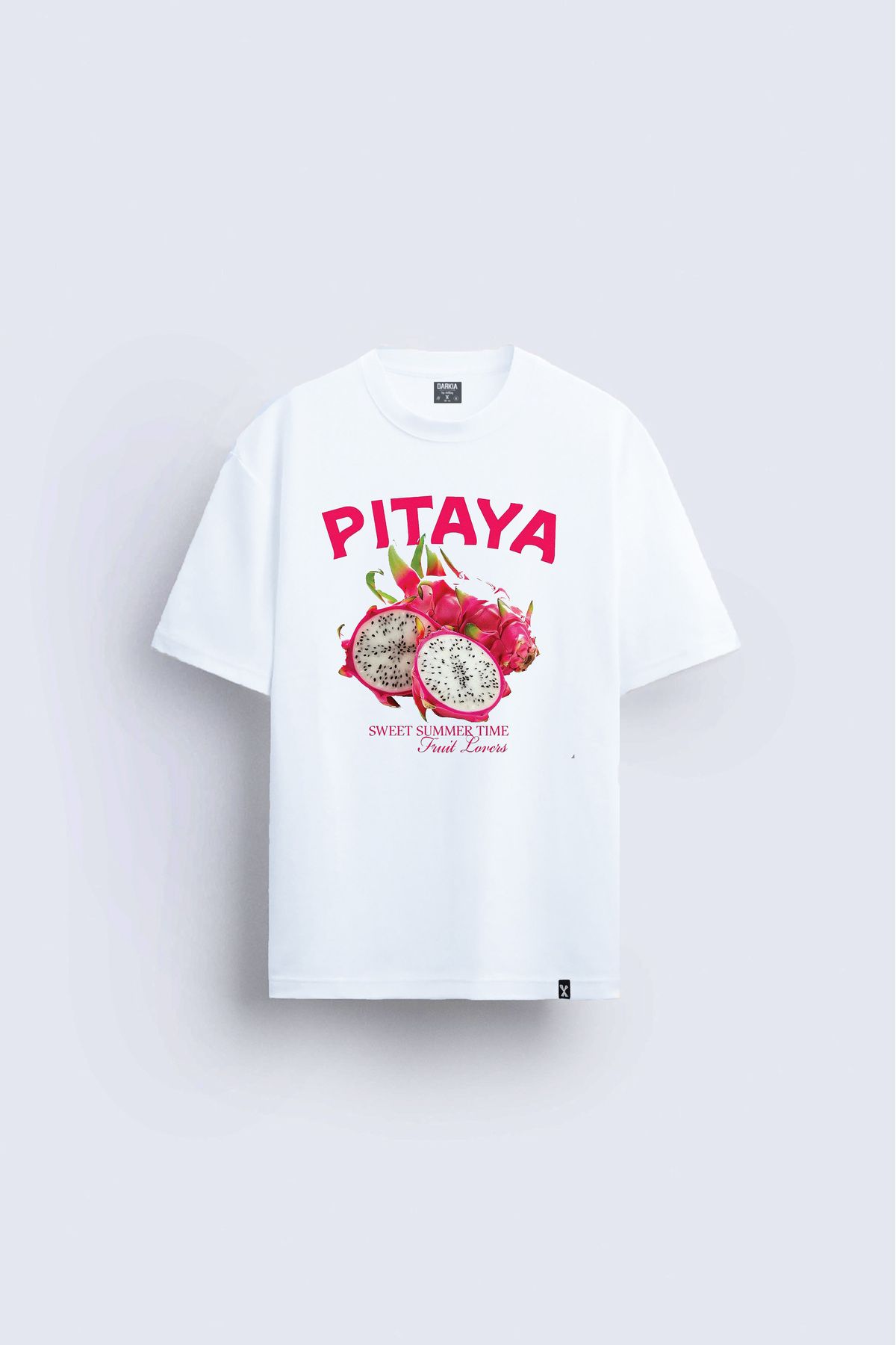 sielta Ejder Meyvesi dragon fruit Baskılı Bisiklet Yaka Unisex Beyaz Tişört T-shirt