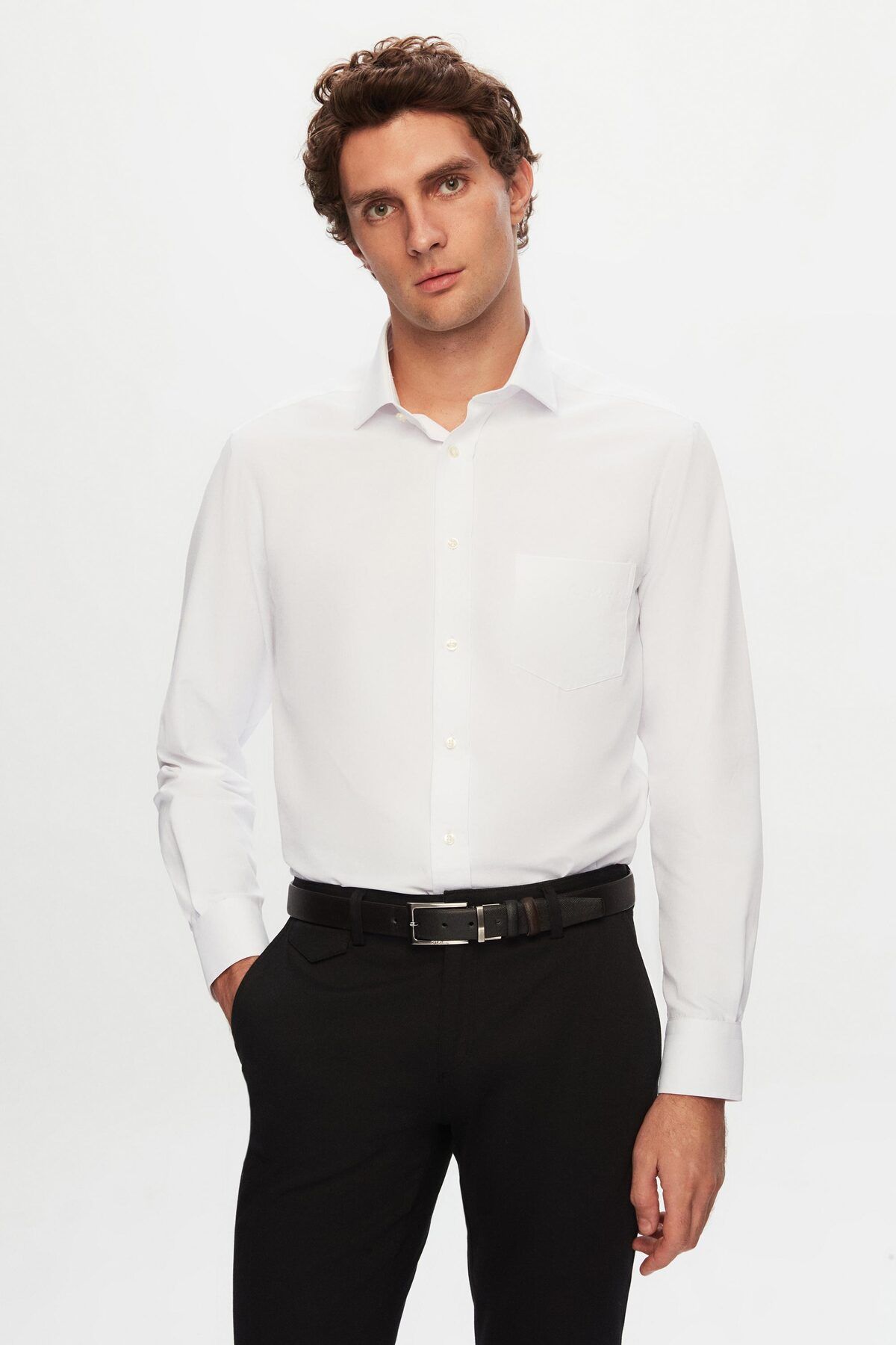 D'S Damat Ds Damat Regular Fit Beyaz Düz Gömlek
