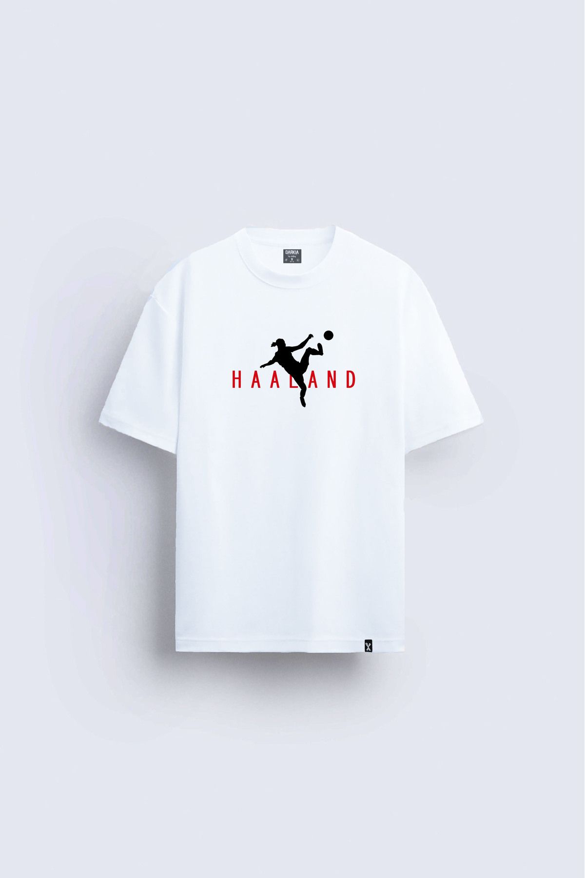 Darkia Futbolcu Erling Haaland Baskılı Bisiklet Yaka Unisex Beyaz Tişört T-shirt