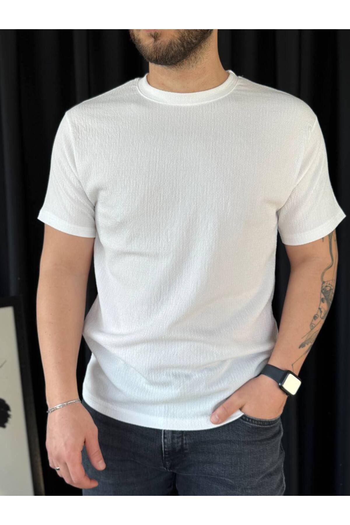 TEXTURA ✅ Bürümcük Kumaş Erkek Basic T-shirt - Kısa Kollu, Modern Tasarım