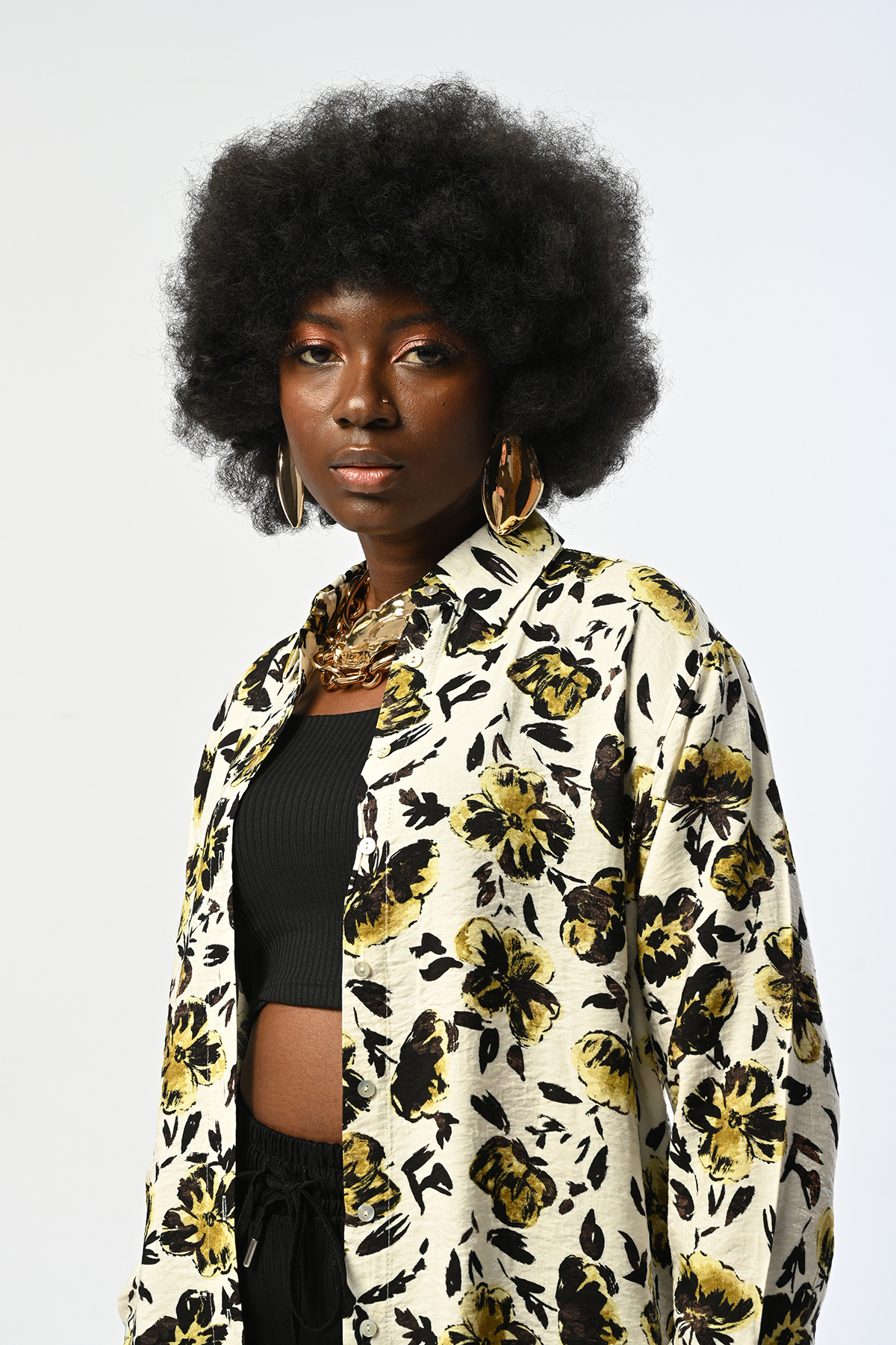 Orfeo Negro-Women's Mixed Patterned Oversize Cut Shirt 2