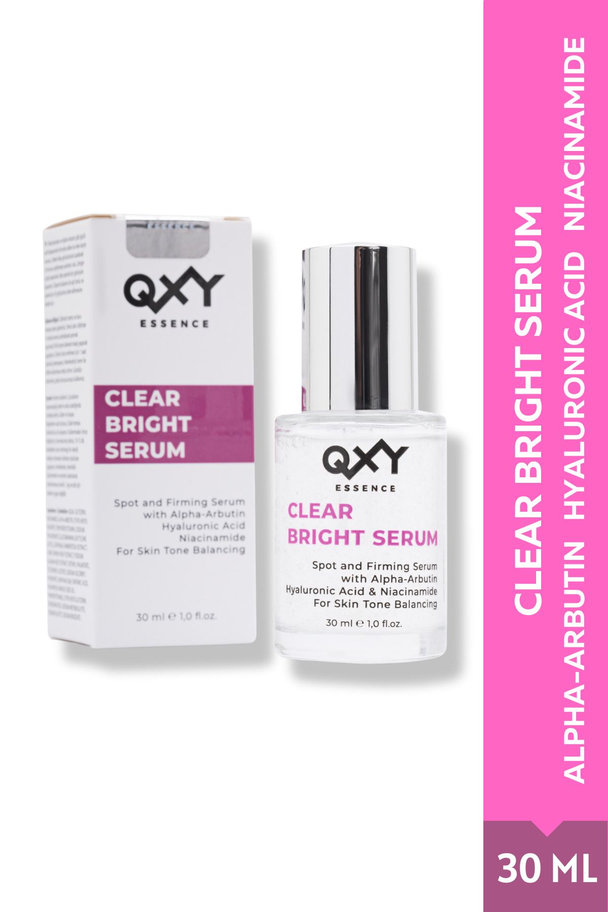 QXY Essence Clear Bright Serum -Cilt Tonu Eşitleyici Aydınlatıcı Serum - Hyaluronic Acid & Niacinamide -30ML