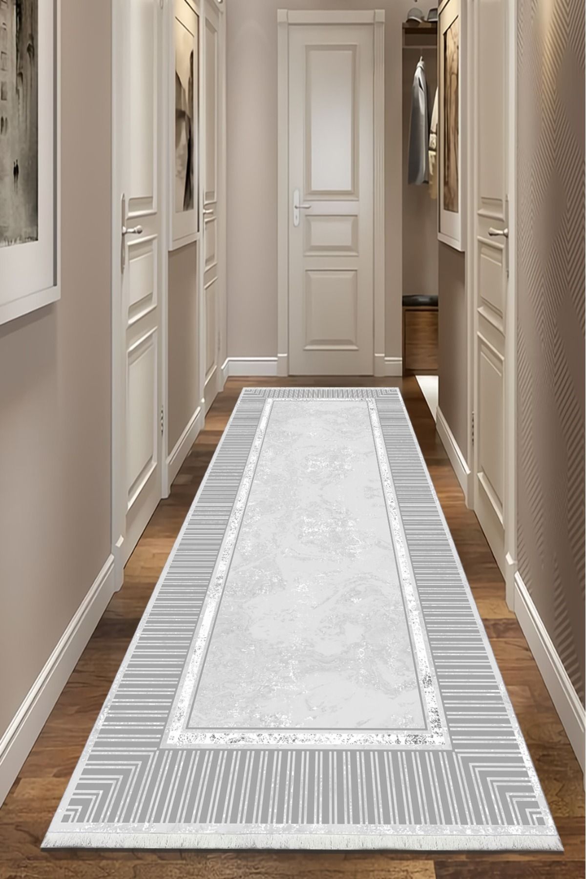 CENTER AVM Gri Yolluk Makinede Yıkanabilir Halı Kaymaz Taban Halı