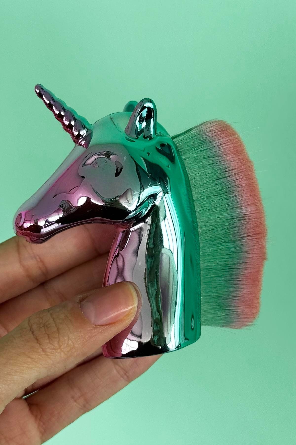 TAKIŞTIR Karışık Renk Unicorn Figürlü Allık/Makyaj Fırçası