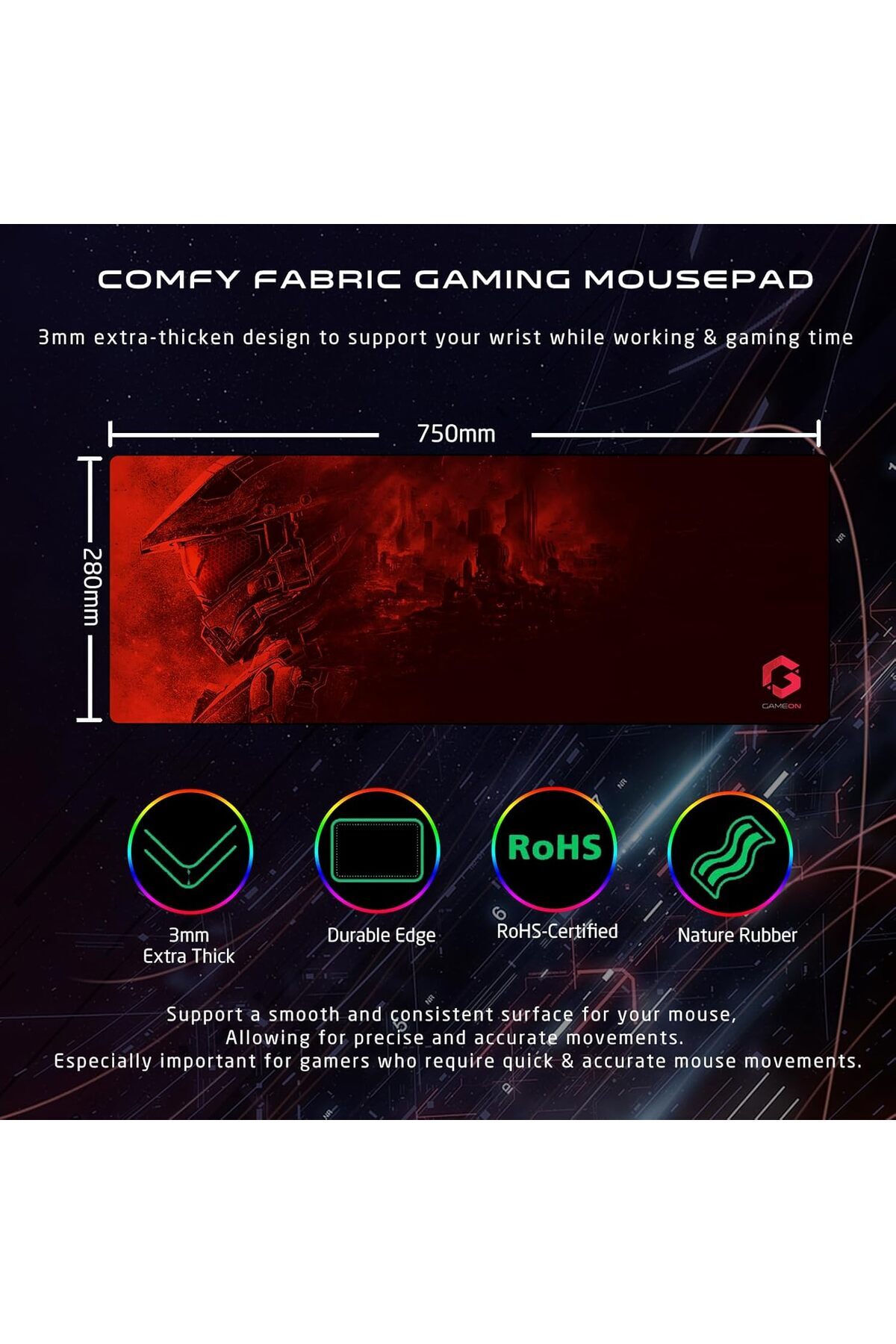 GAMEON-Cypher XL All-In-One Gaming Bundle (Keyboard, Headset, Mouse, Mousepad), USB 7