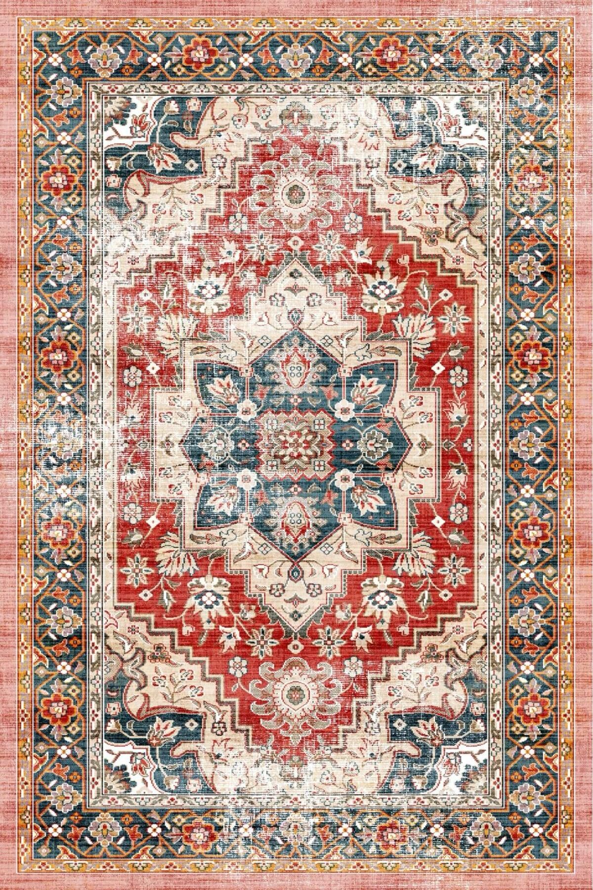 Harikabirev HARİKABİREV | VİNTAGE ESKİTME TARZ OTANTİK MİNİMALİST MODERN DESENLİ| YIKANABİLİR HALI